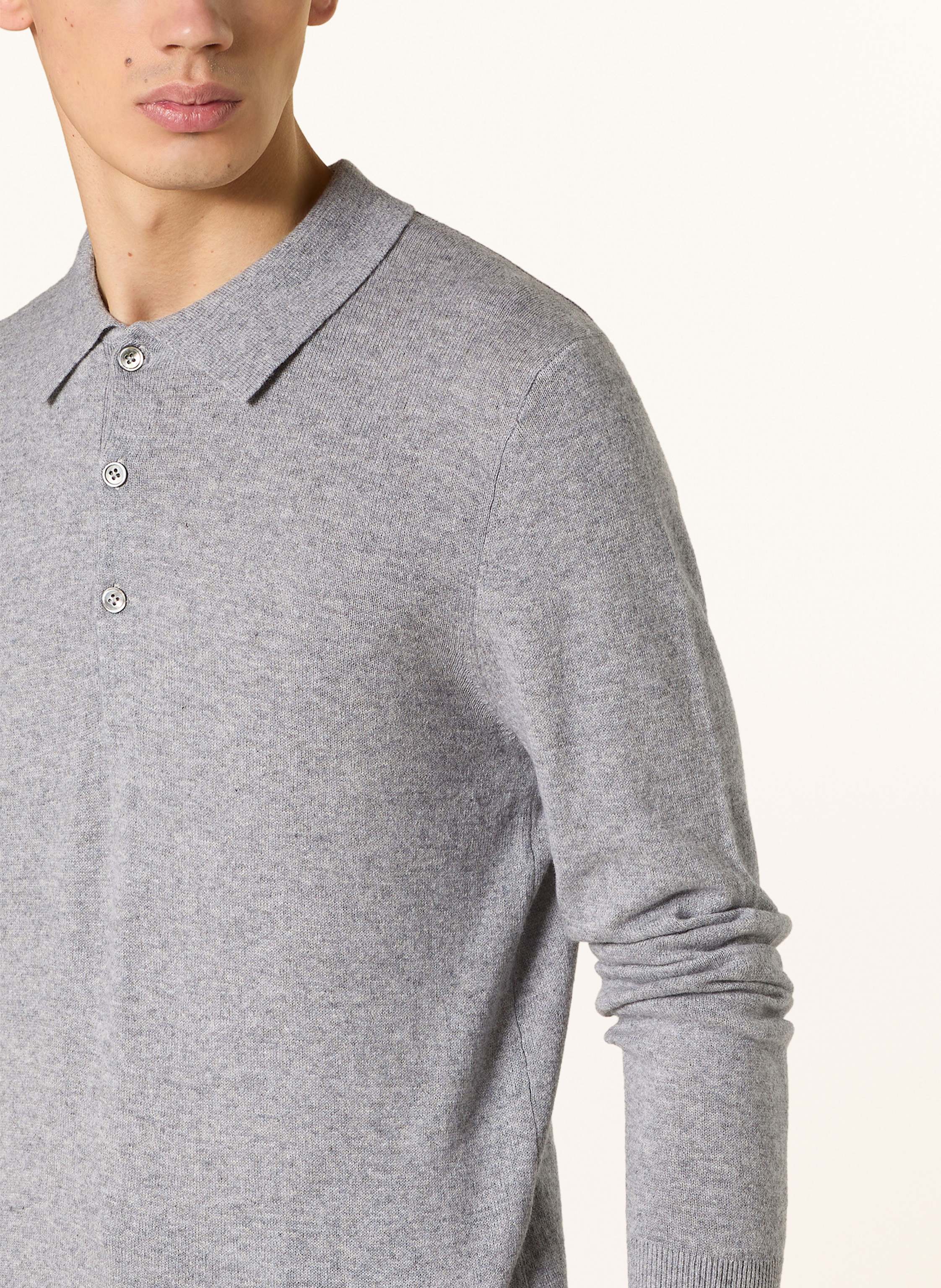 Thumbnail - Ftc Cashmere Strick-Poloshirt grau