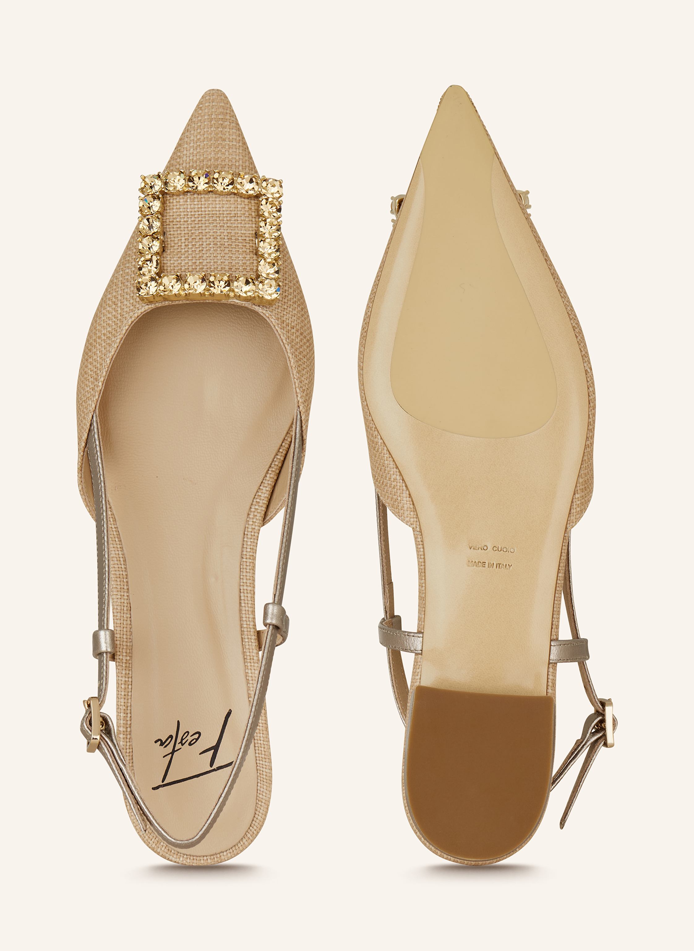 Thumbnail - Festa Slingballerinas Lavanda Mit Schmucksteinen beige