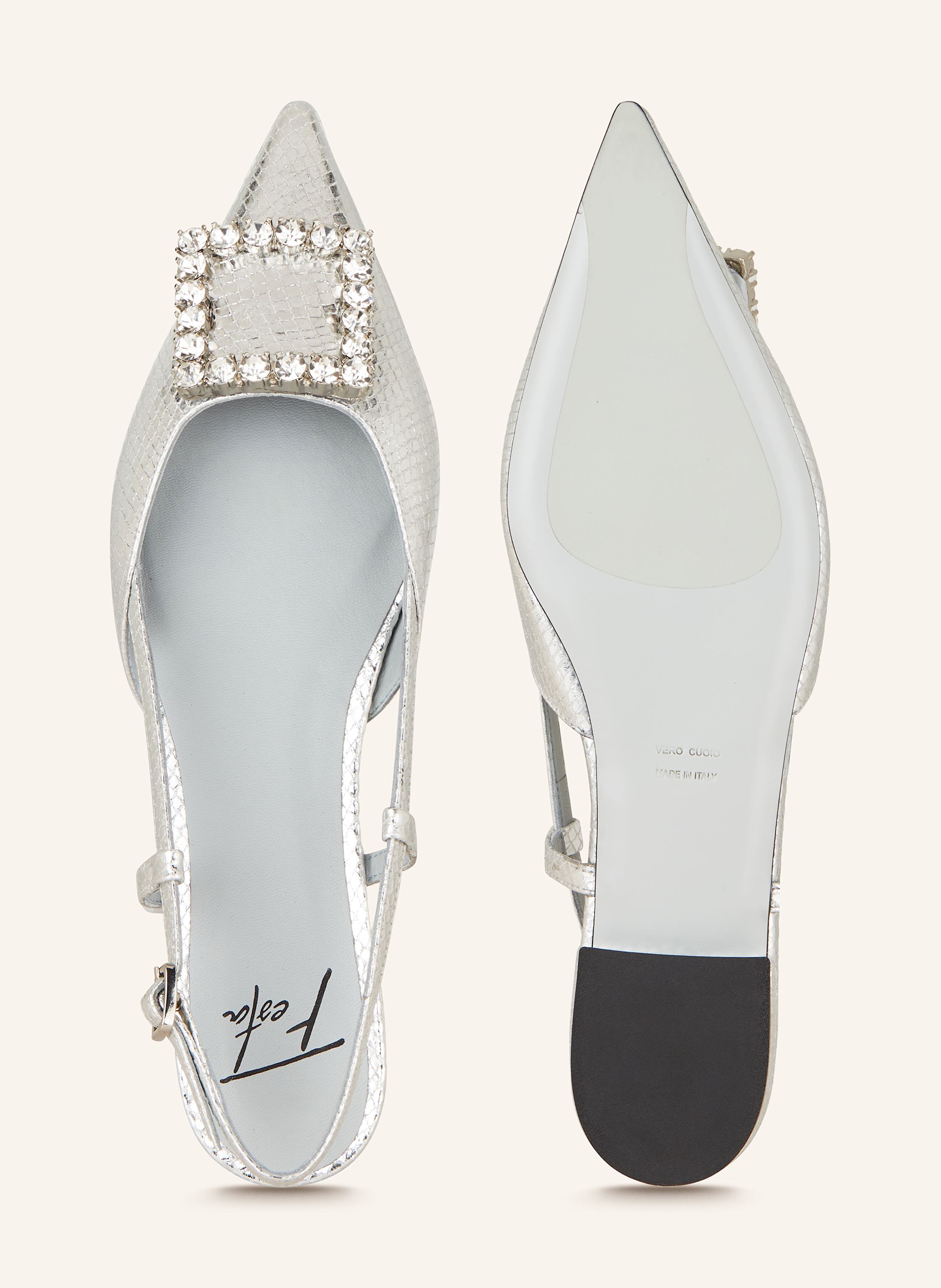 Thumbnail - Festa Slingballerinas Lavanda Mit Schmucksteinen silber