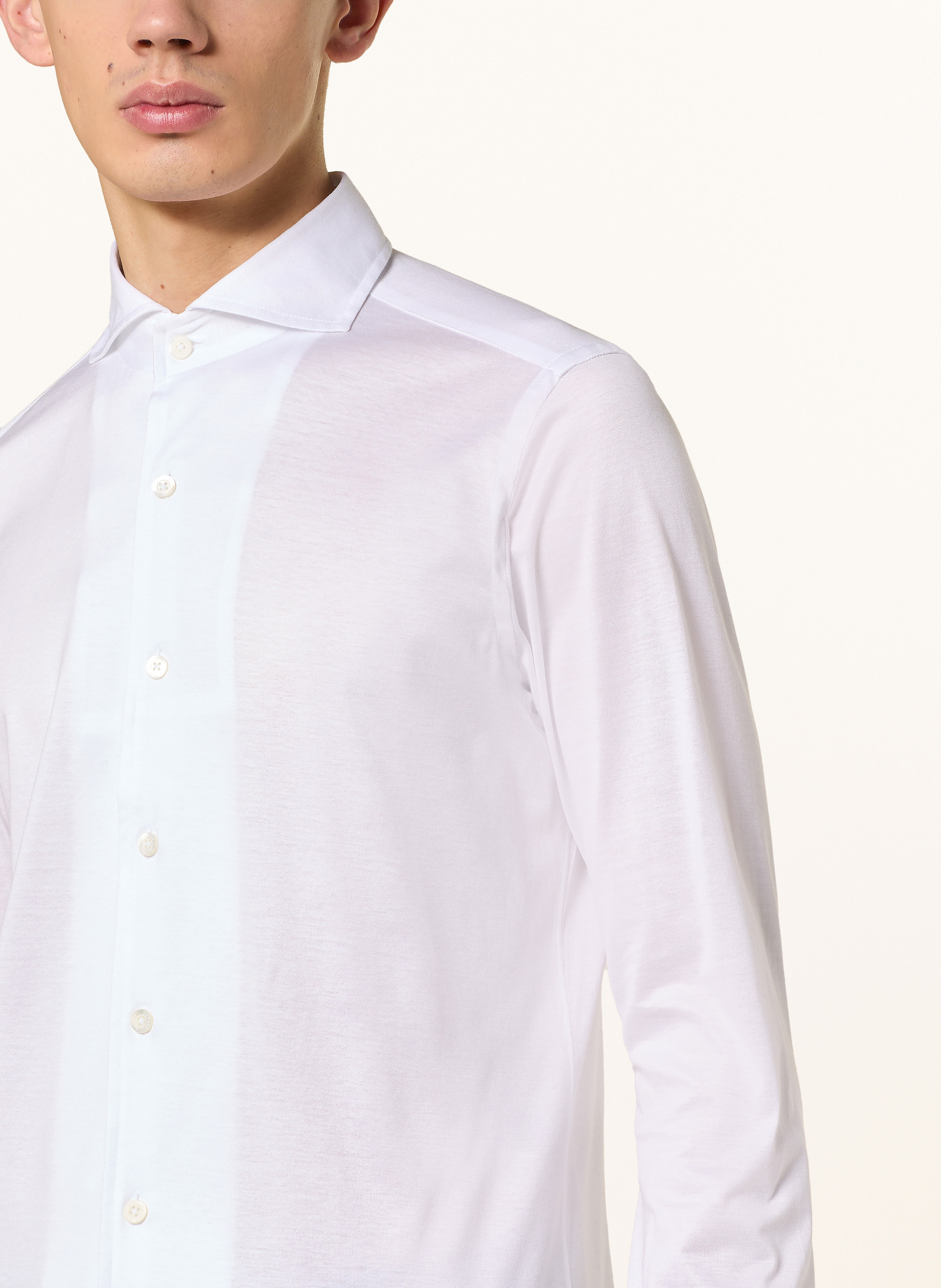 Thumbnail - Canali Jerseyhemd Slim Fit weiss