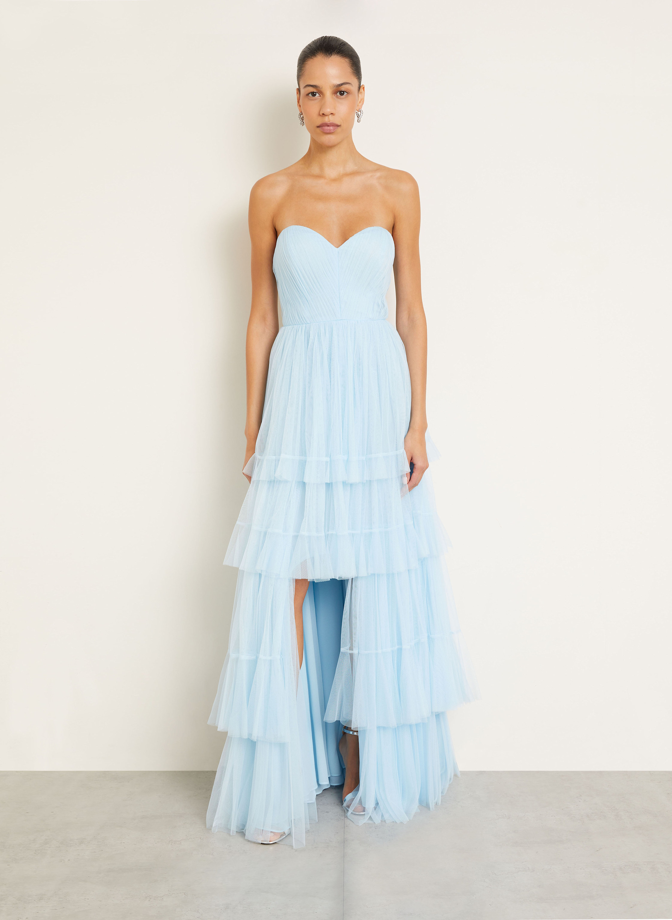 Thumbnail - Vera Wang Bandeaukleid Angere Mit Plissees blau