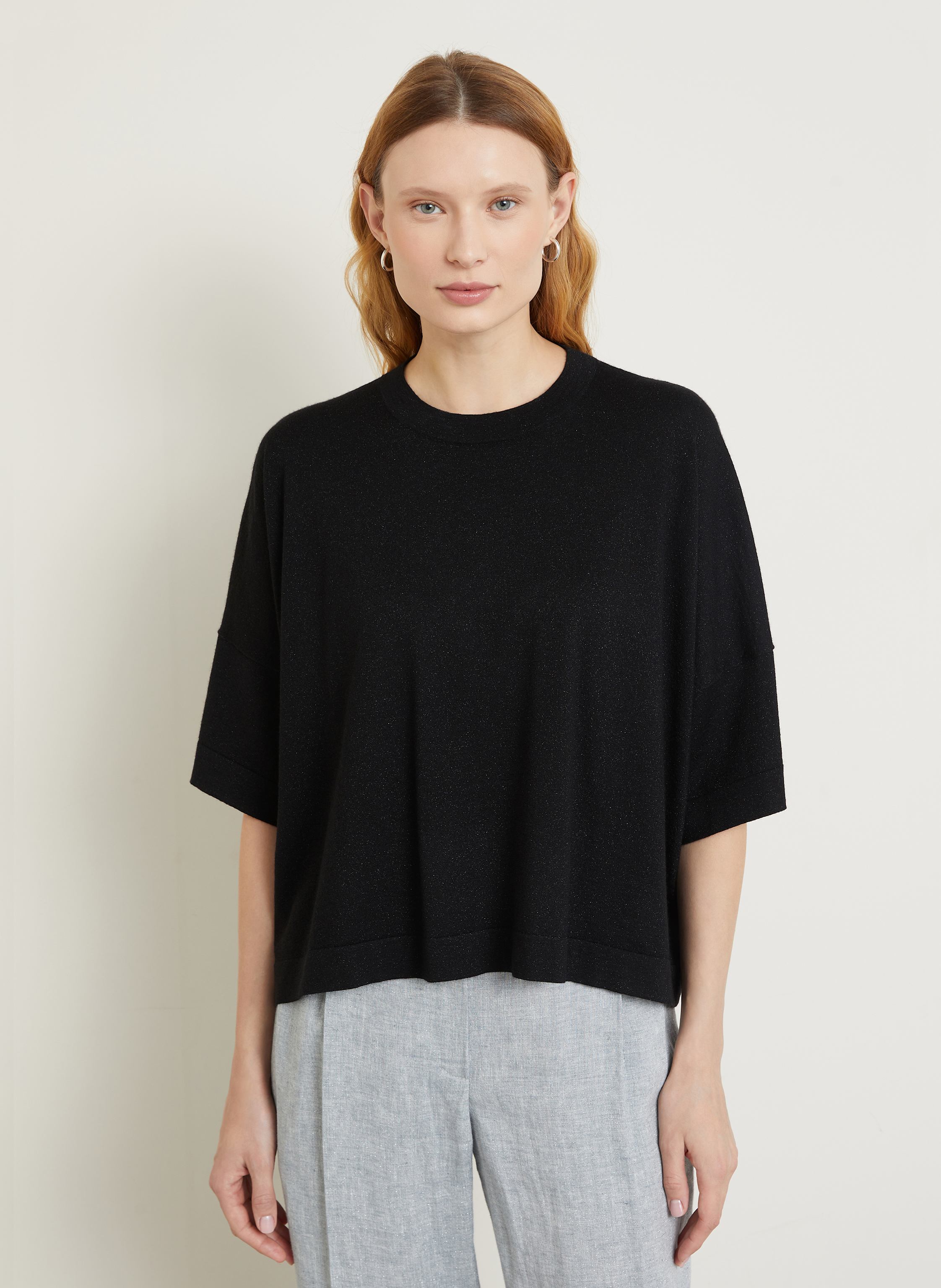 Thumbnail - Brunello Cucinelli Strickshirt Mit Cashmere Und Glitzergarn schwarz