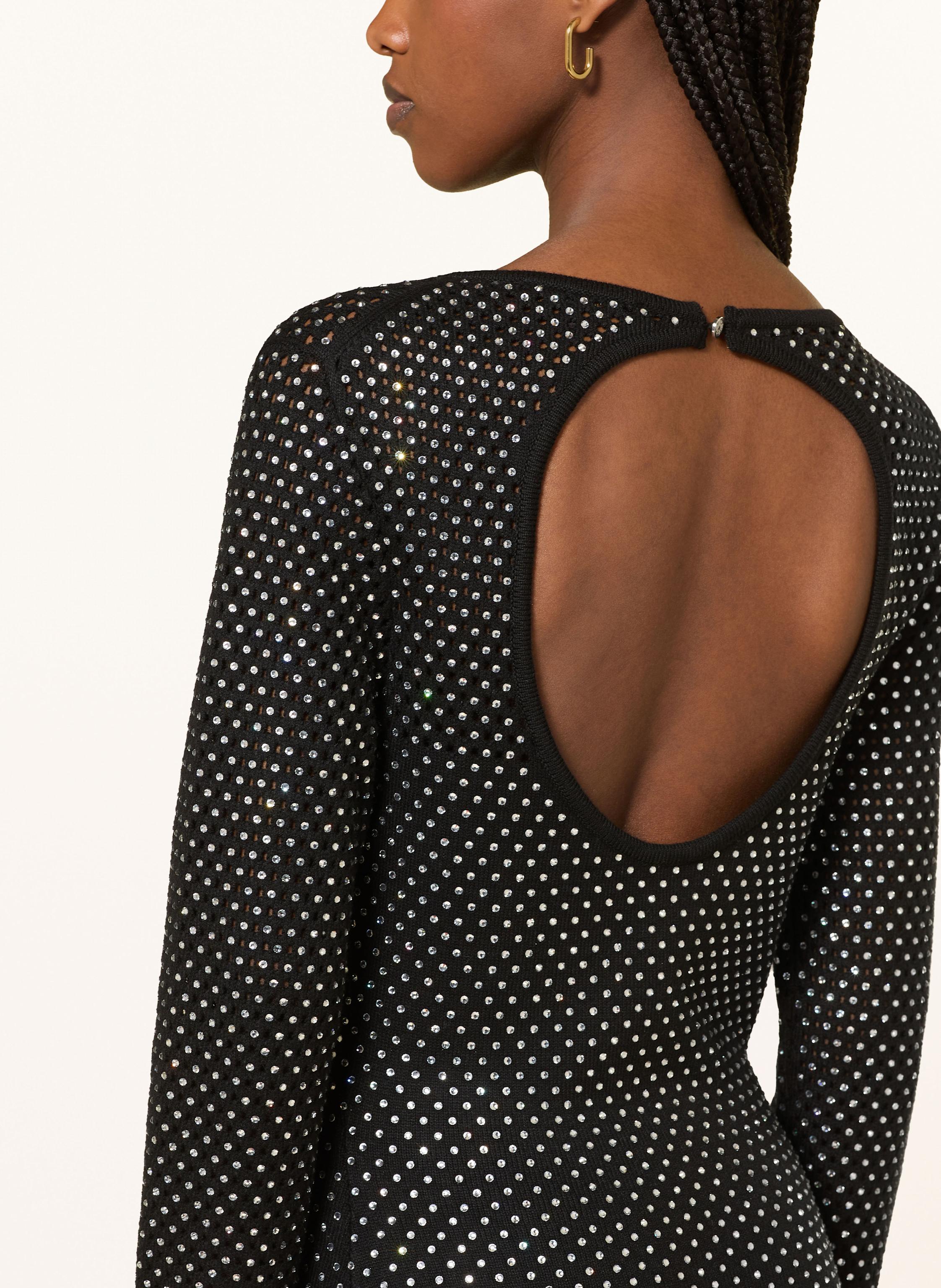 Thumbnail - Maje Strickkleid Mit Cut-Out Und Schmucksteinen schwarz