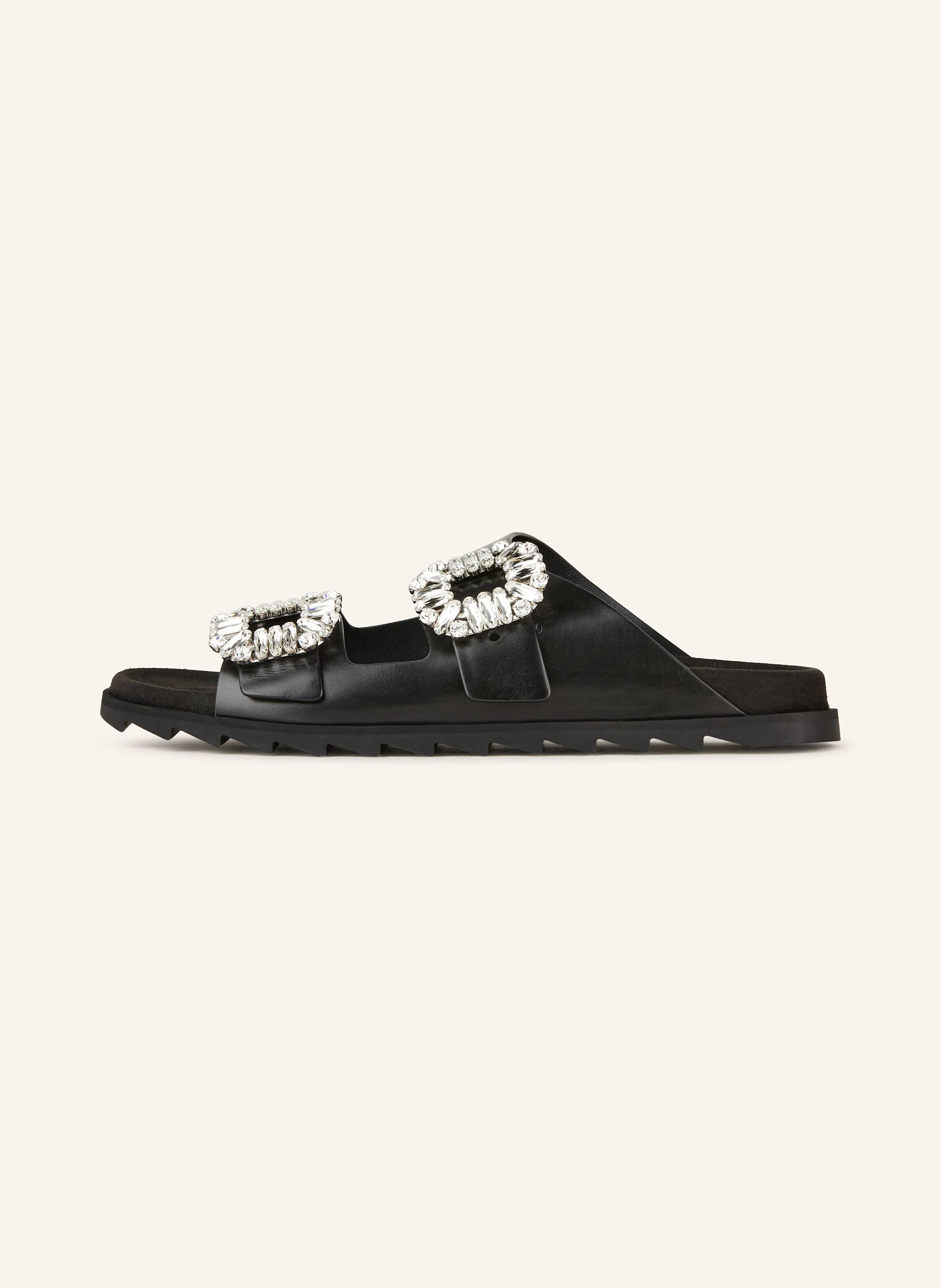 Thumbnail - Roger Vivier Pantoletten Slidy Viv‘ Mit Schmucksteinen schwarz