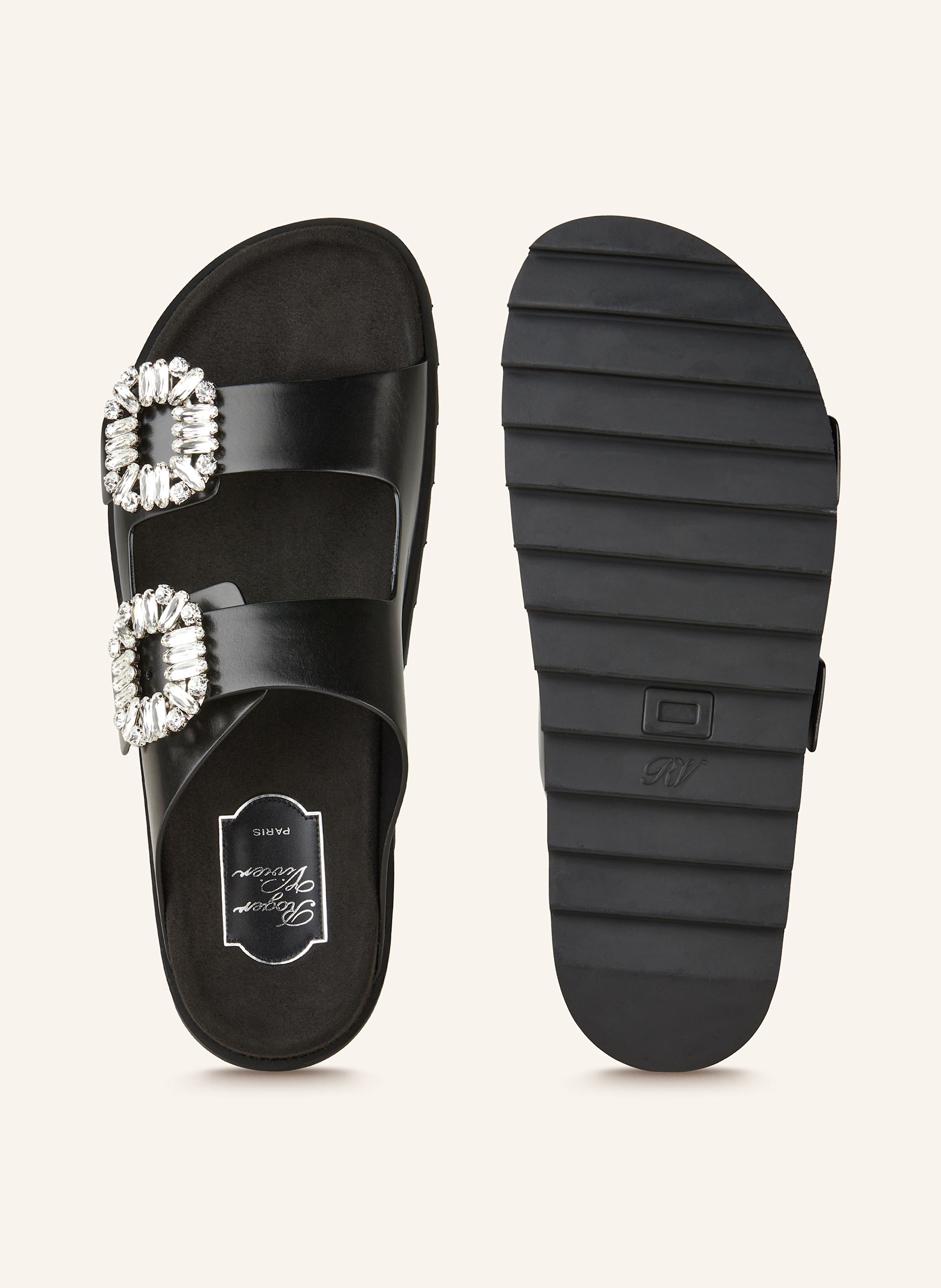 Thumbnail - Roger Vivier Pantoletten Slidy Viv‘ Mit Schmucksteinen schwarz