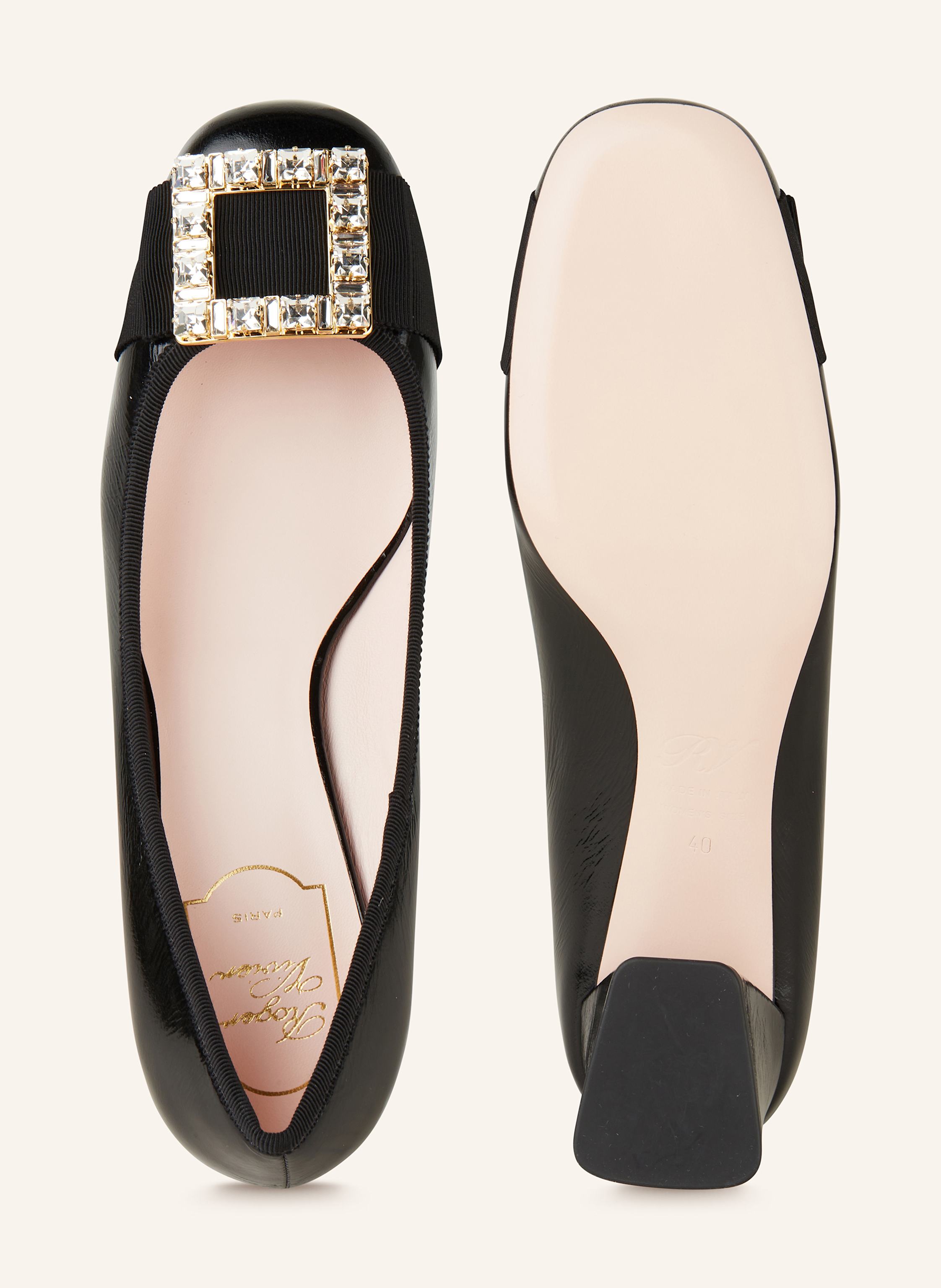 Thumbnail - Roger Vivier Lack-Pumps Très Vivier Mit Schmucksteinen schwarz