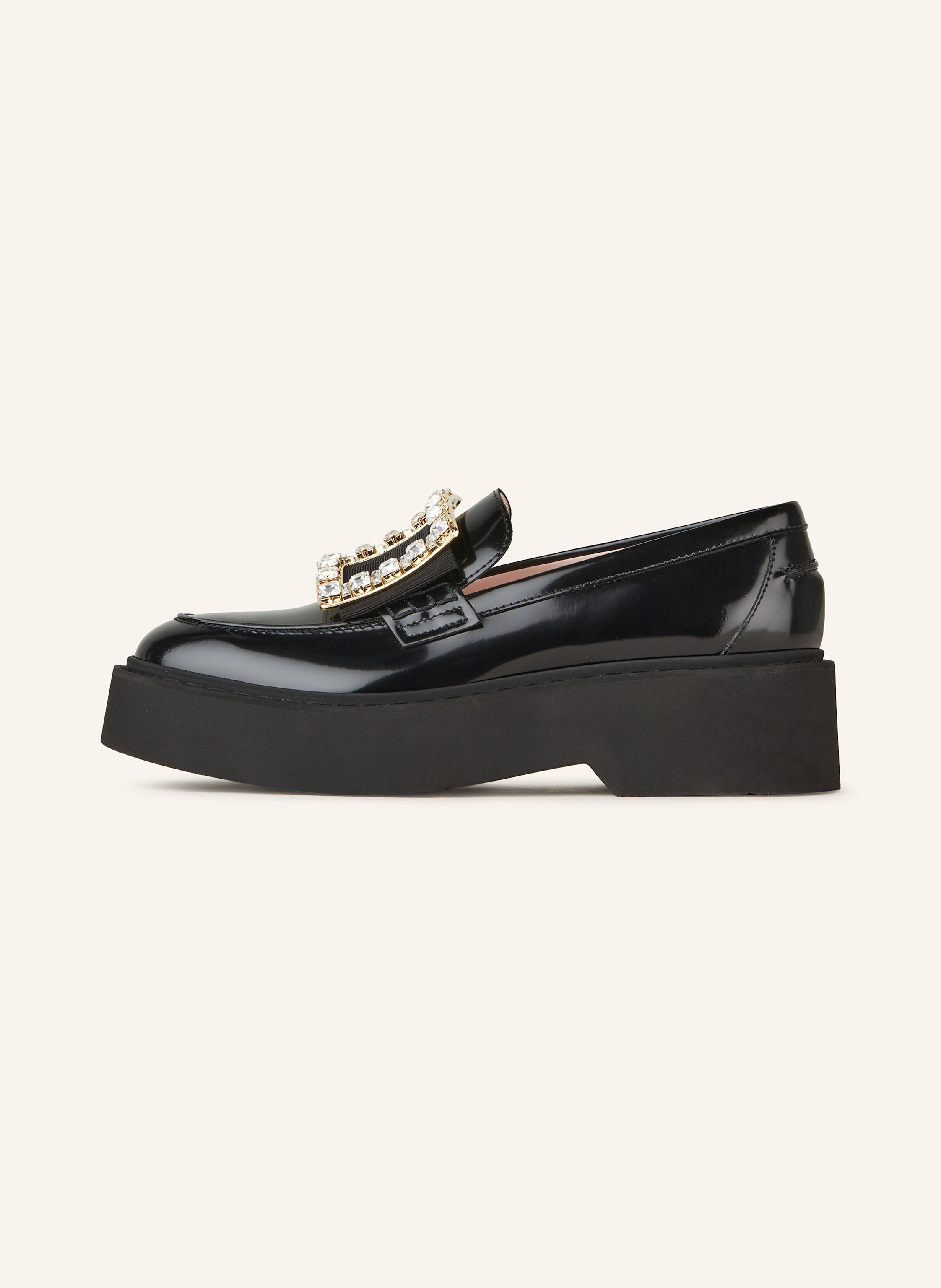 Thumbnail - Roger Vivier Plateau-Loafer Viv‘ Rangers Mit Schmucksteinen schwarz