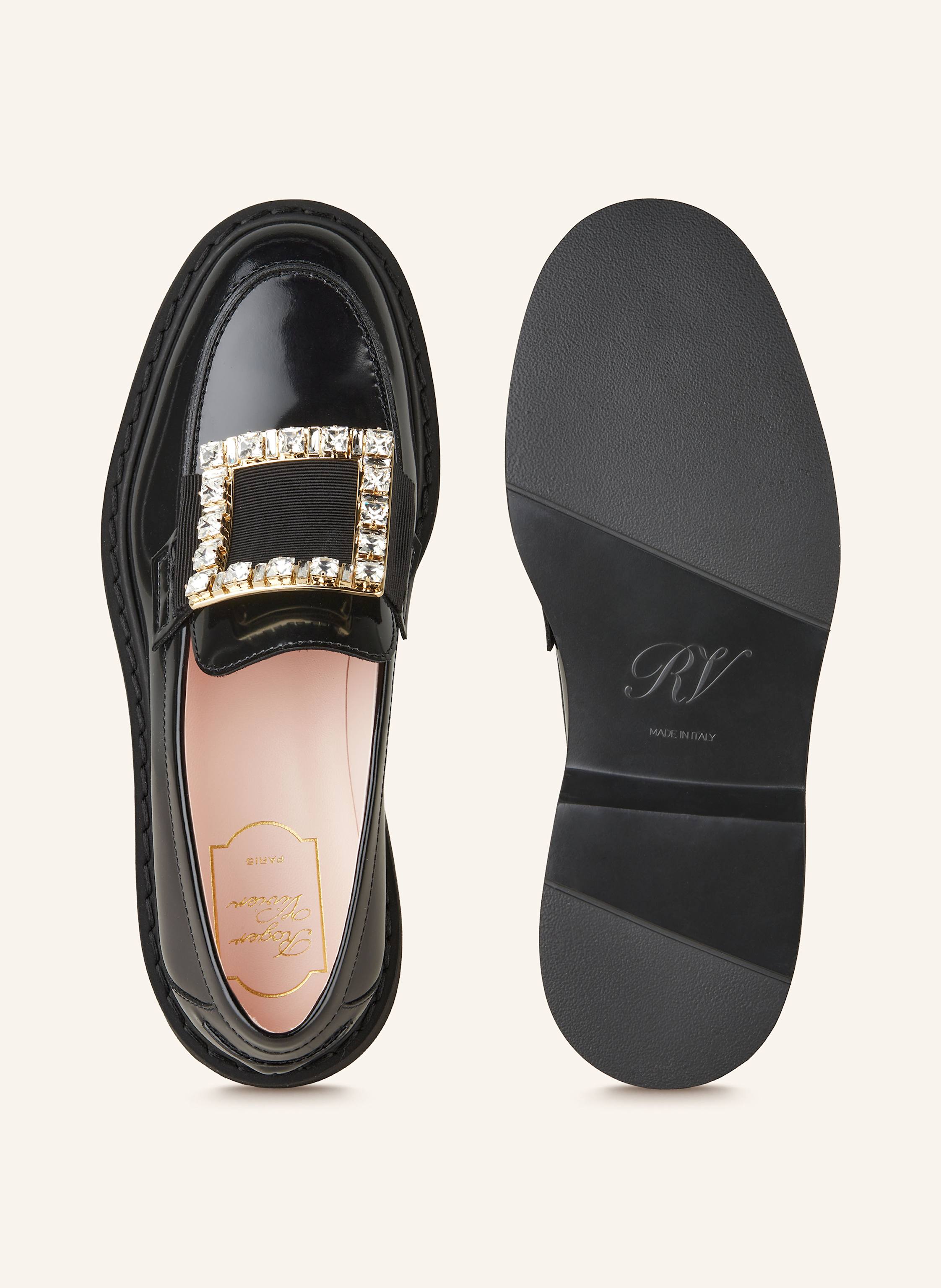 Thumbnail - Roger Vivier Plateau-Loafer Viv‘ Rangers Mit Schmucksteinen schwarz