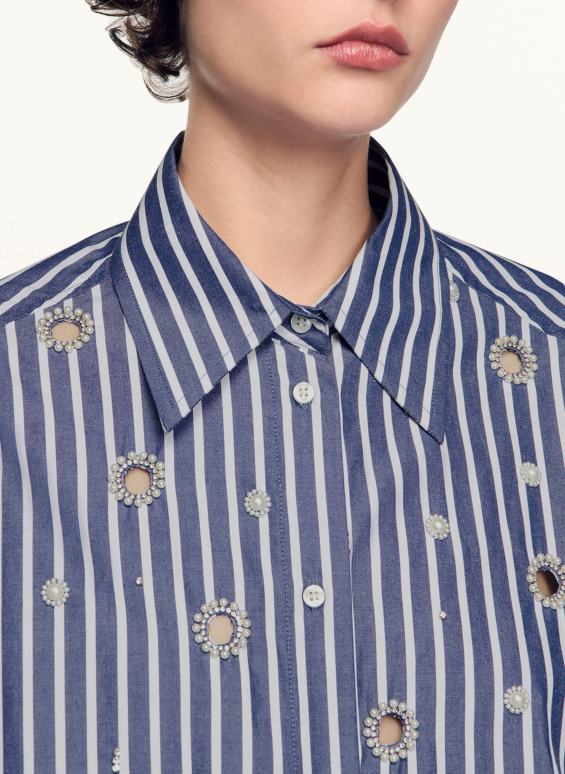 Thumbnail - Sandro Hemdbluse Mit Schmucksteinen blau