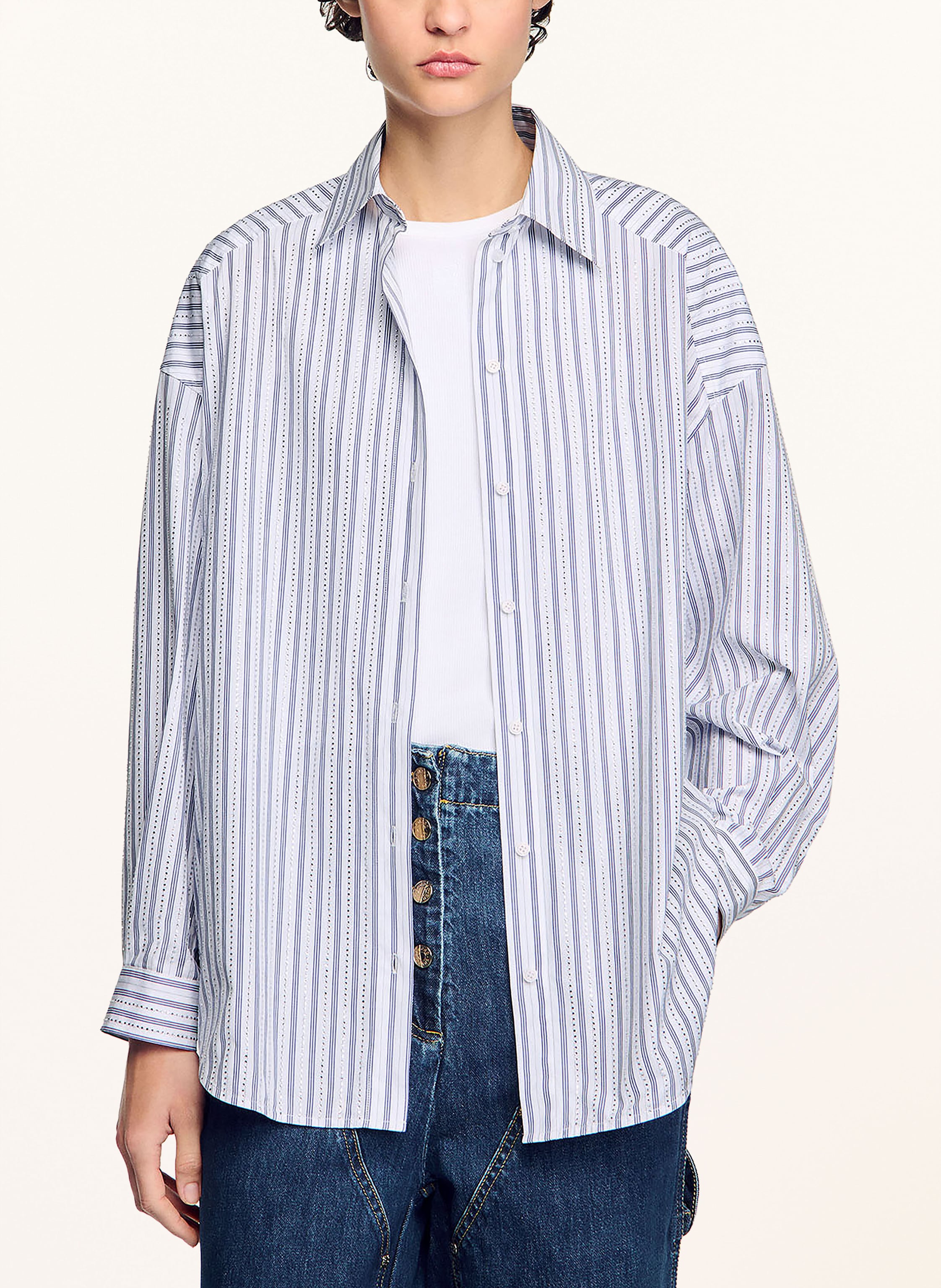 Thumbnail - Sandro Hemdbluse Mit Schmucksteinen blau