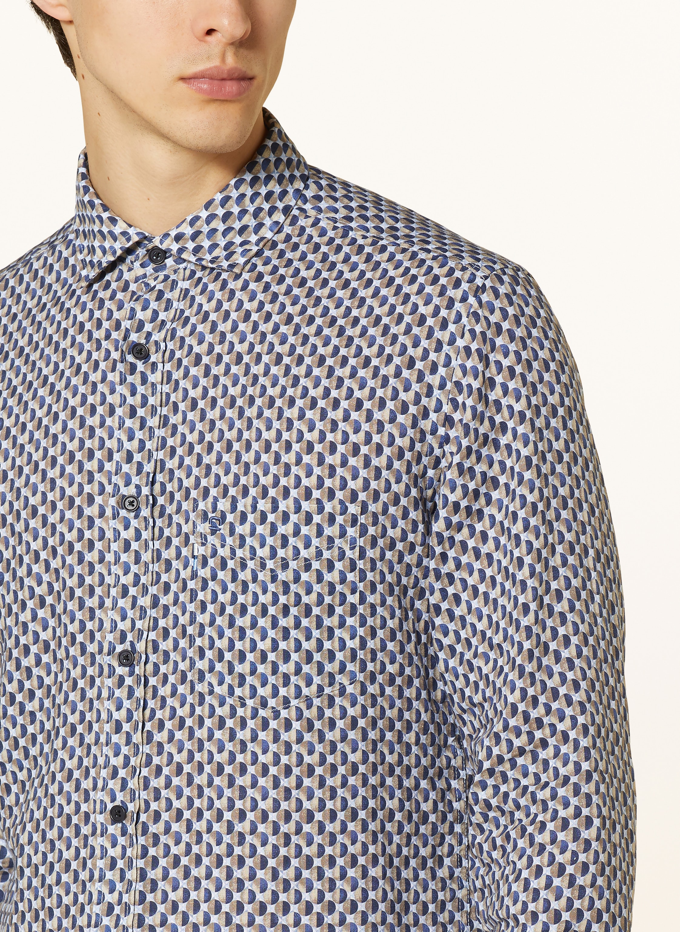 Thumbnail - Olymp Leinenhemd Casual Regular Fit blau