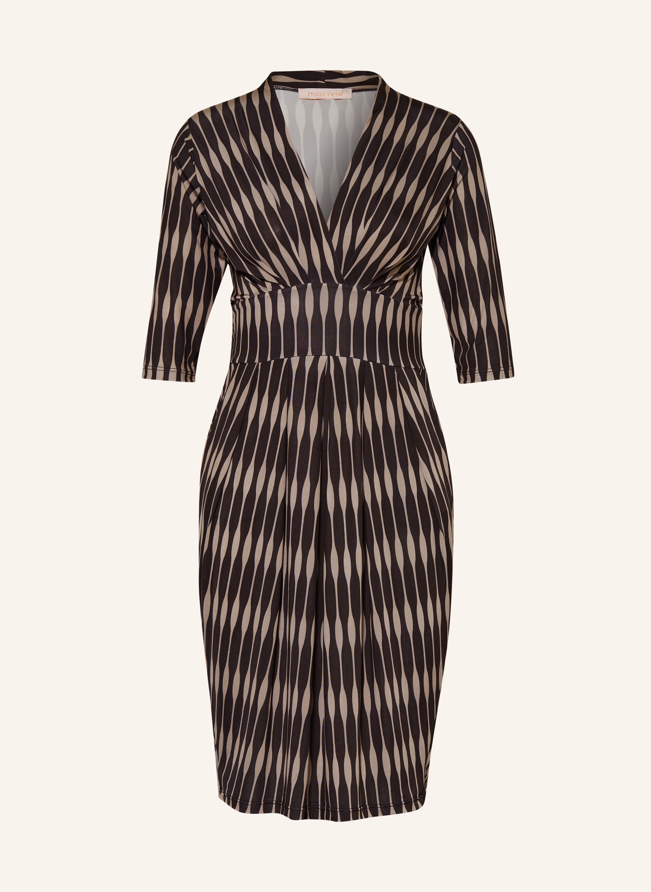 marivie Dress with 3 4 sleeves in black brown