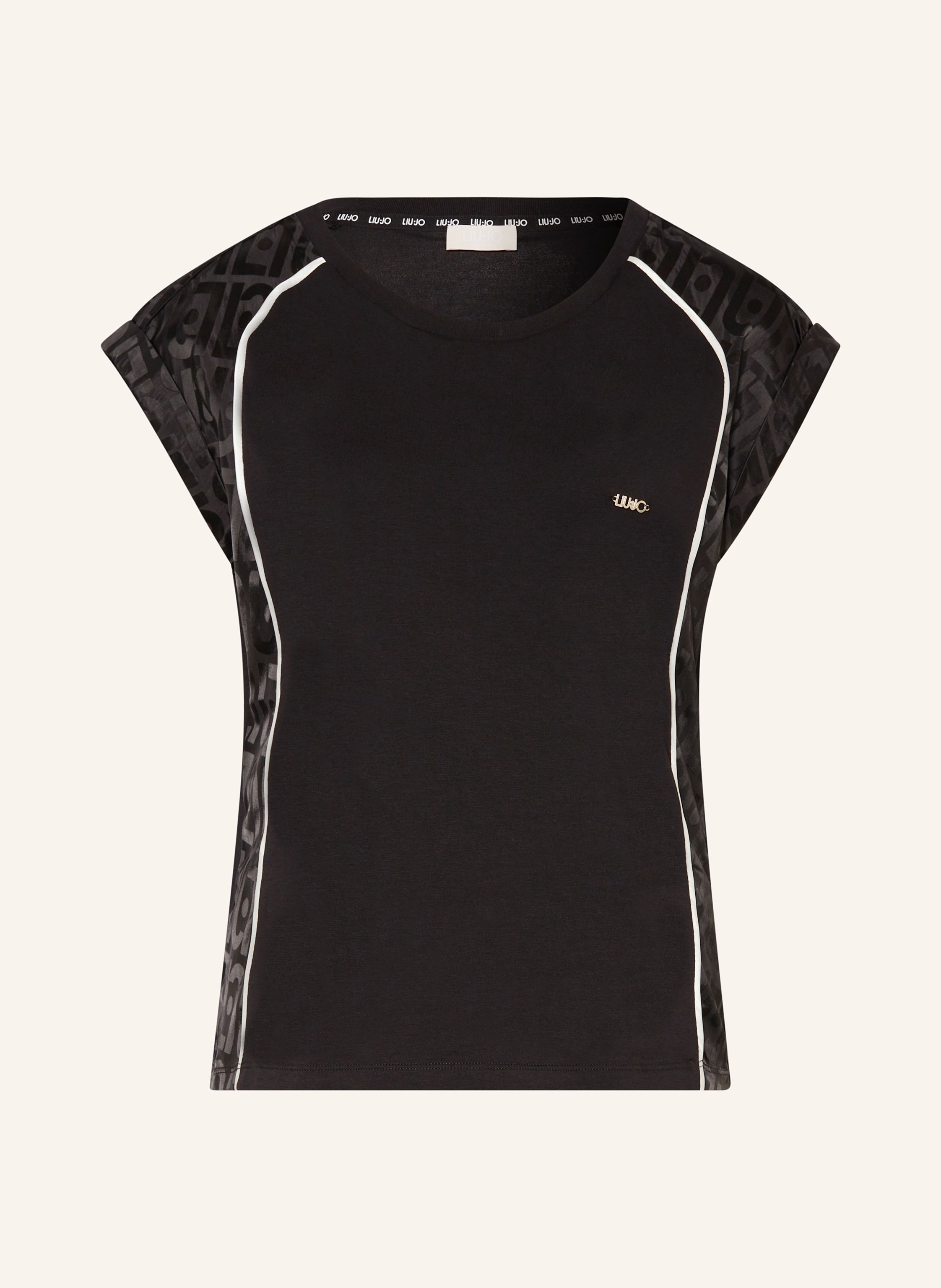 LIU JO T shirt in mixed materials in black