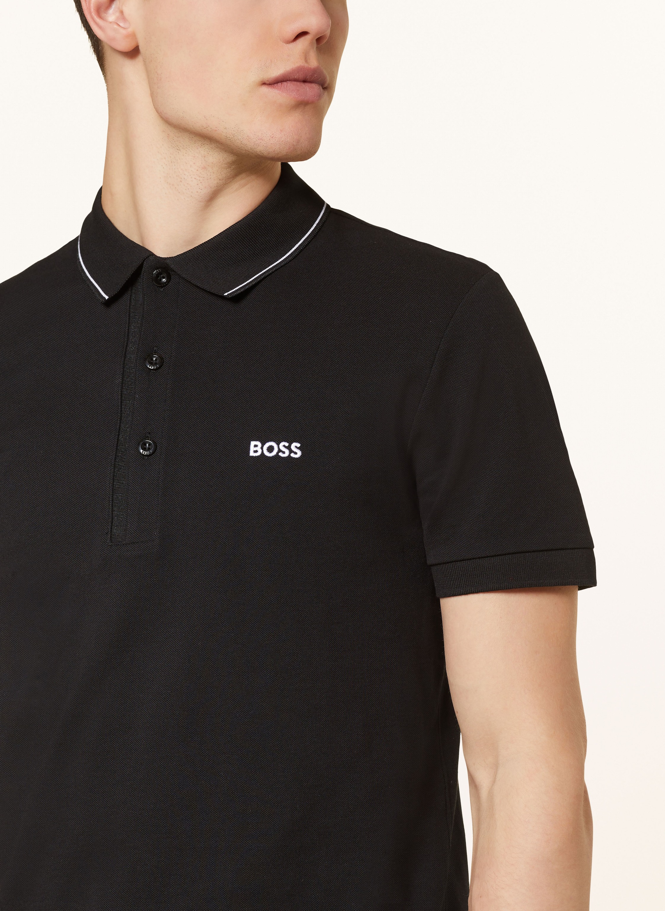 Thumbnail - Boss Piqué-Poloshirt Paule Slim Fit schwarz