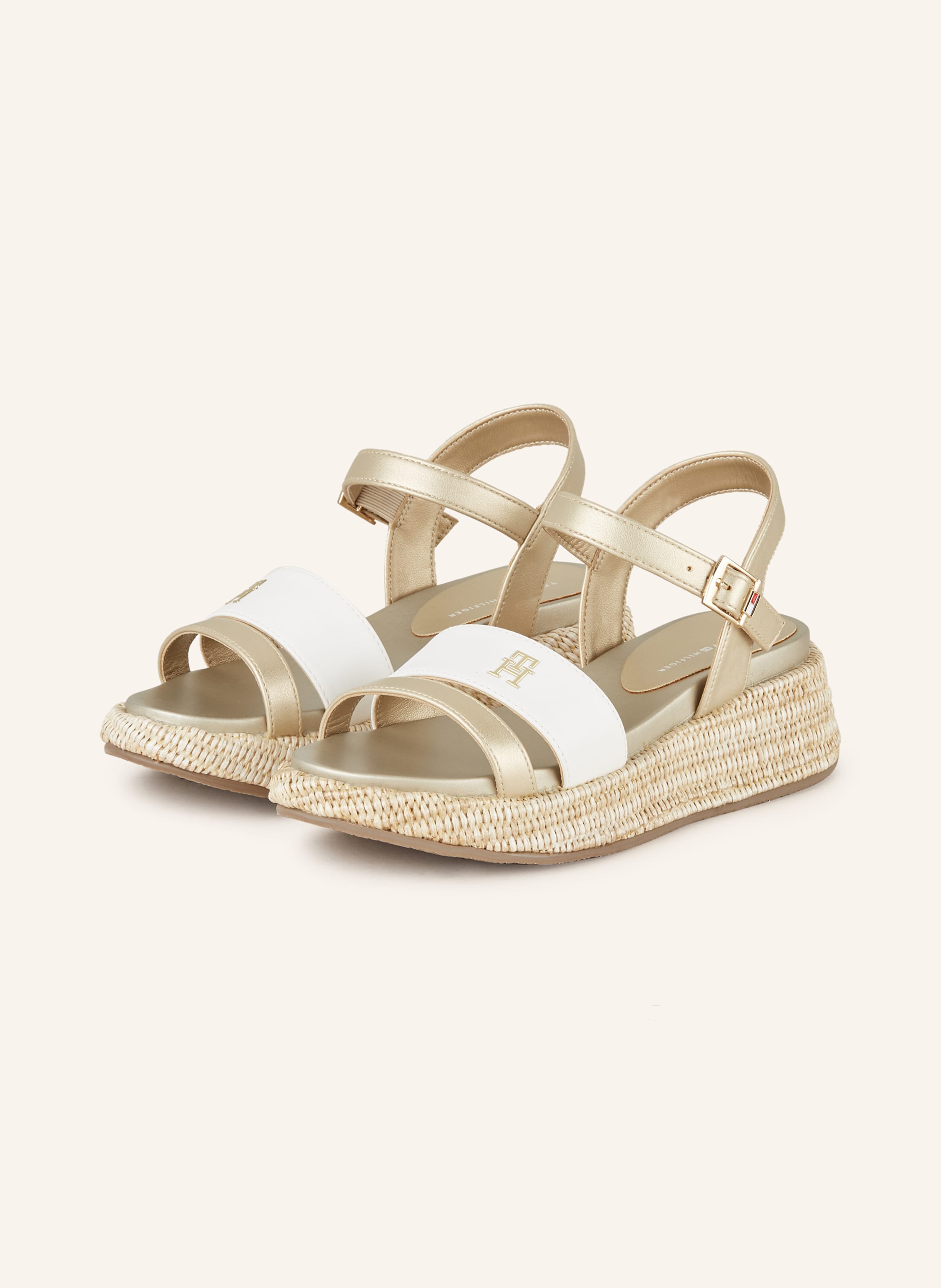 TOMMY HILFIGER Sandalen in weiss gold