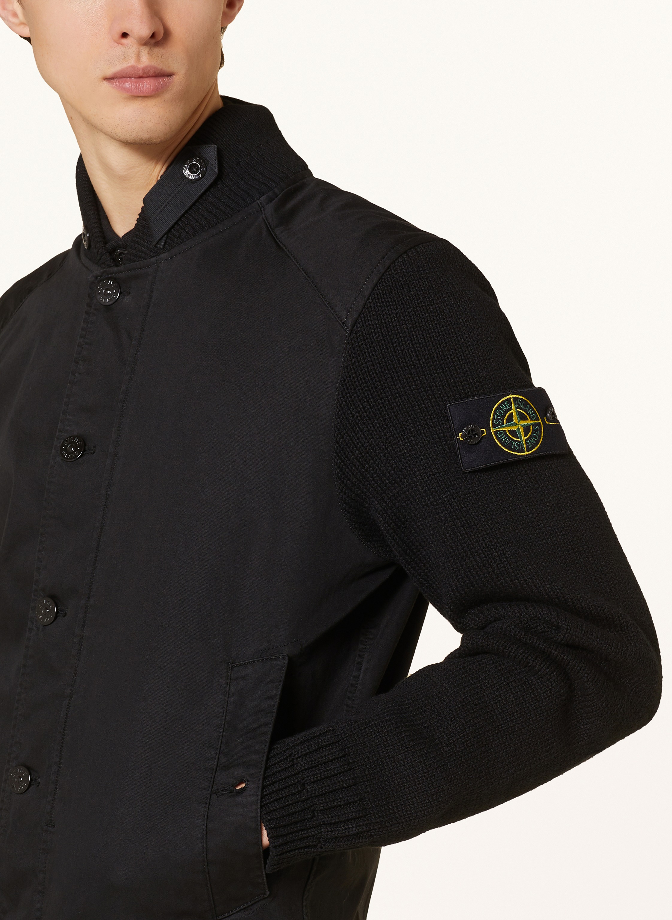 Thumbnail - Stone Island Blouson Im Materialmix schwarz