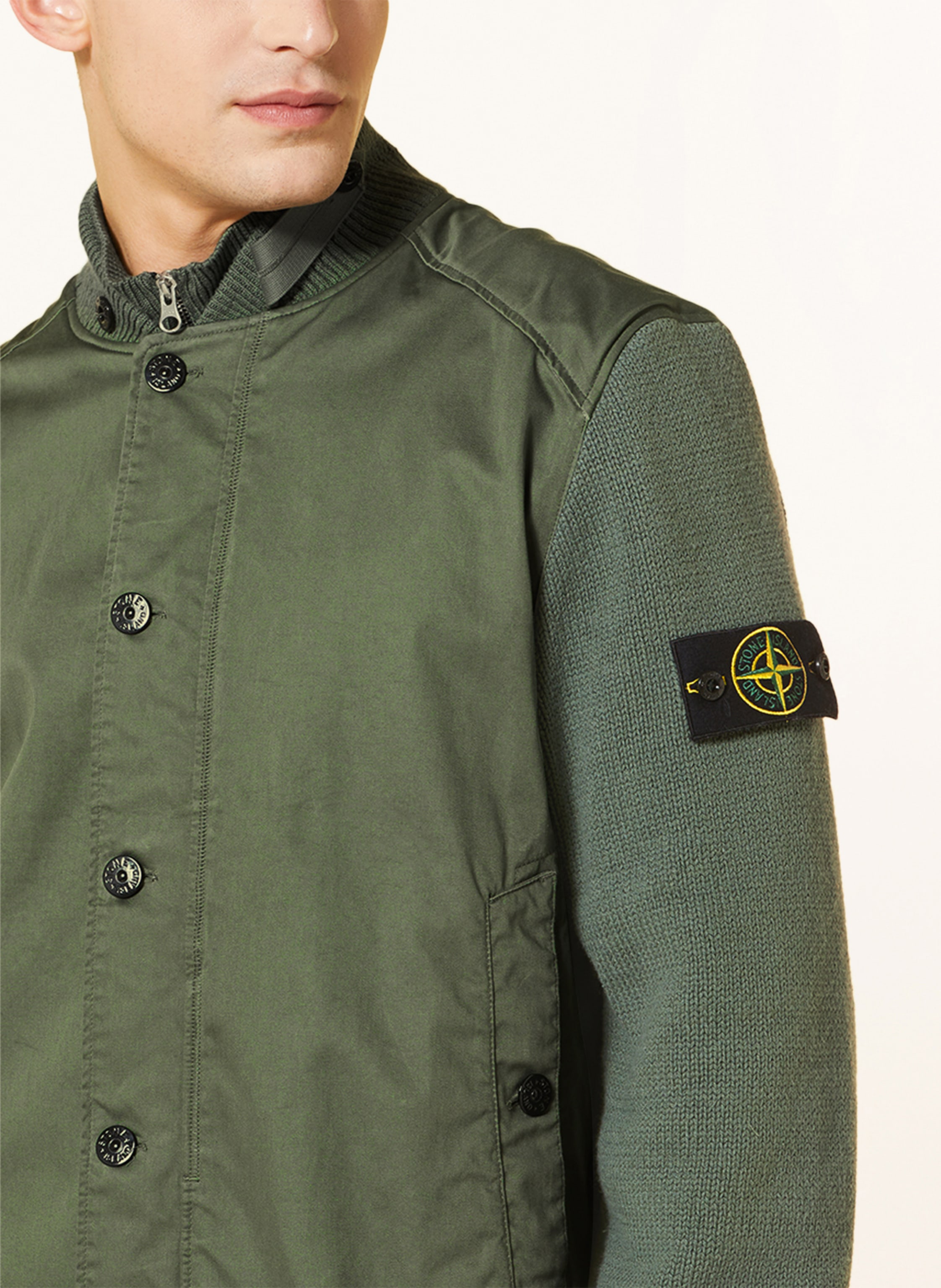 Thumbnail - Stone Island Blouson Im Materialmix gruen