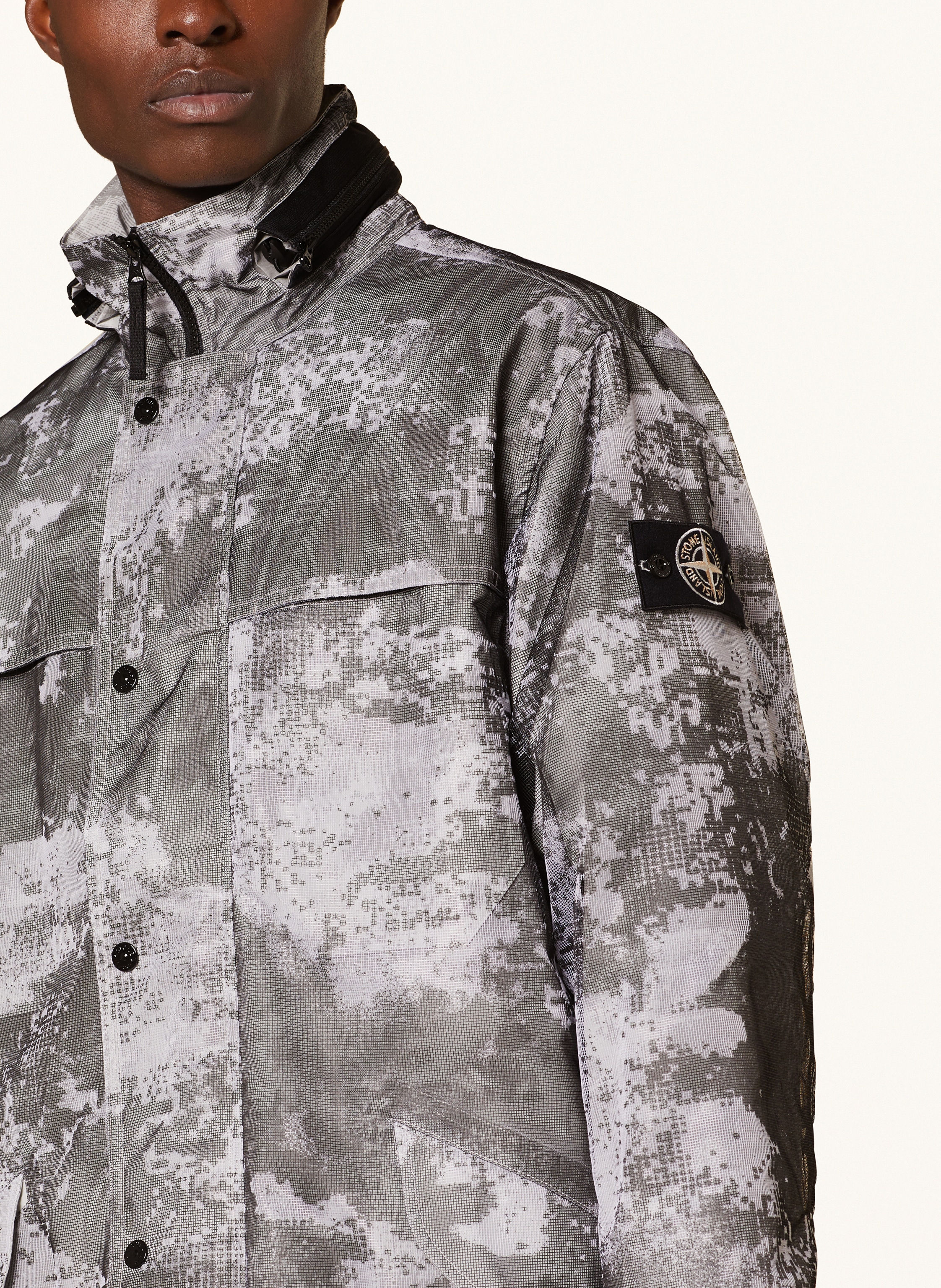 Thumbnail - Stone Island Mesh-Mantel grau