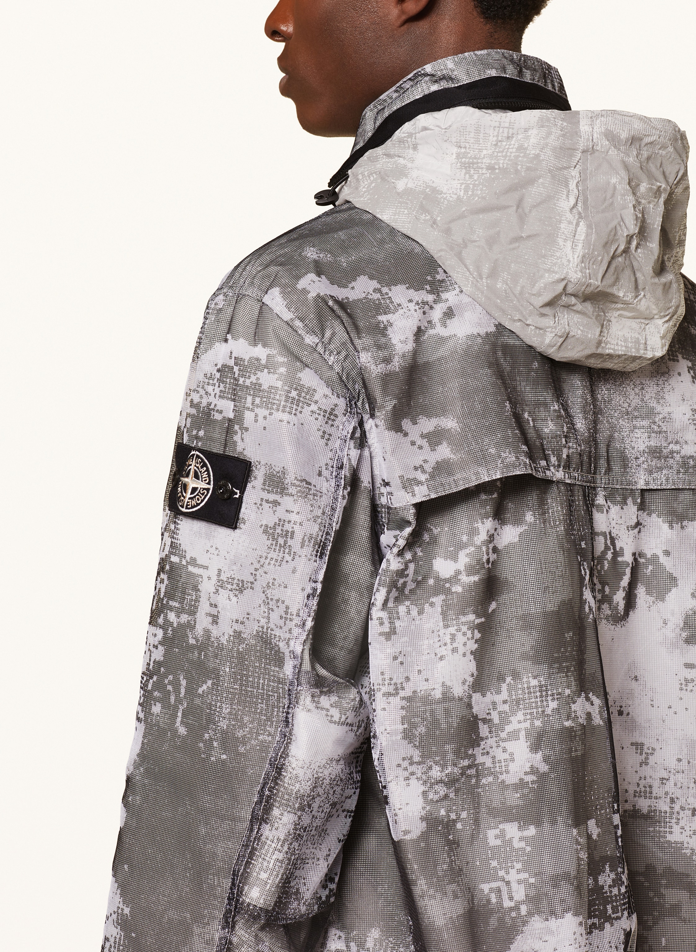 Thumbnail - Stone Island Mesh-Mantel grau
