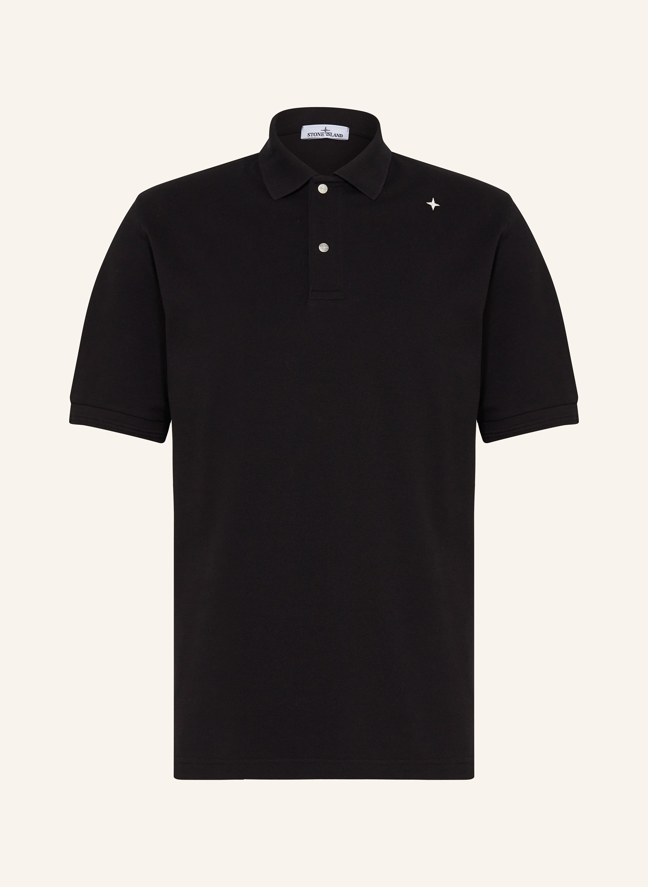 STONE ISLAND Piqu polo shirt in black