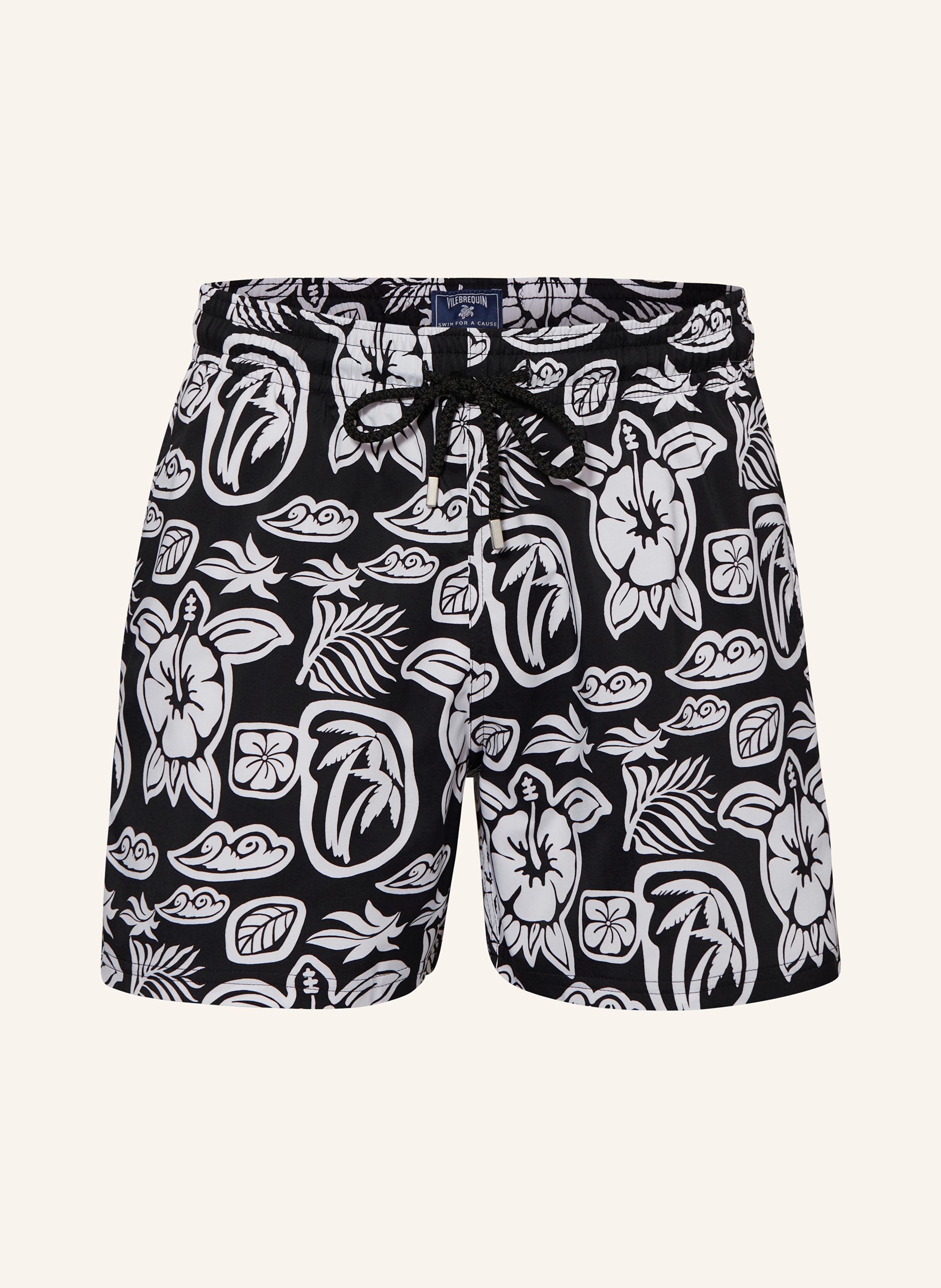 VILEBREQUIN Swim shorts MOORISE in black white