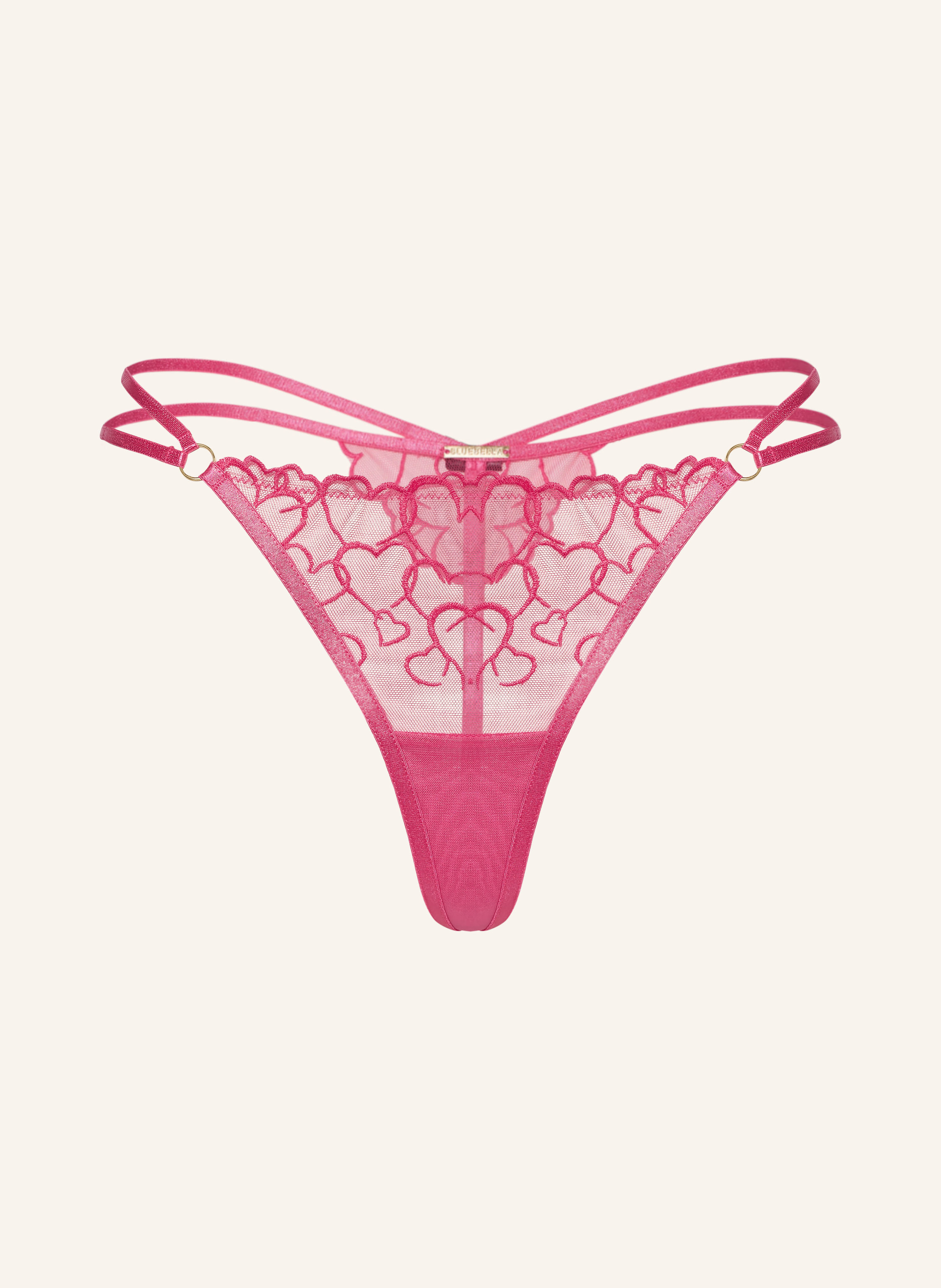 Bluebella Valentines Valentina thong with heart embroidered lace in pink