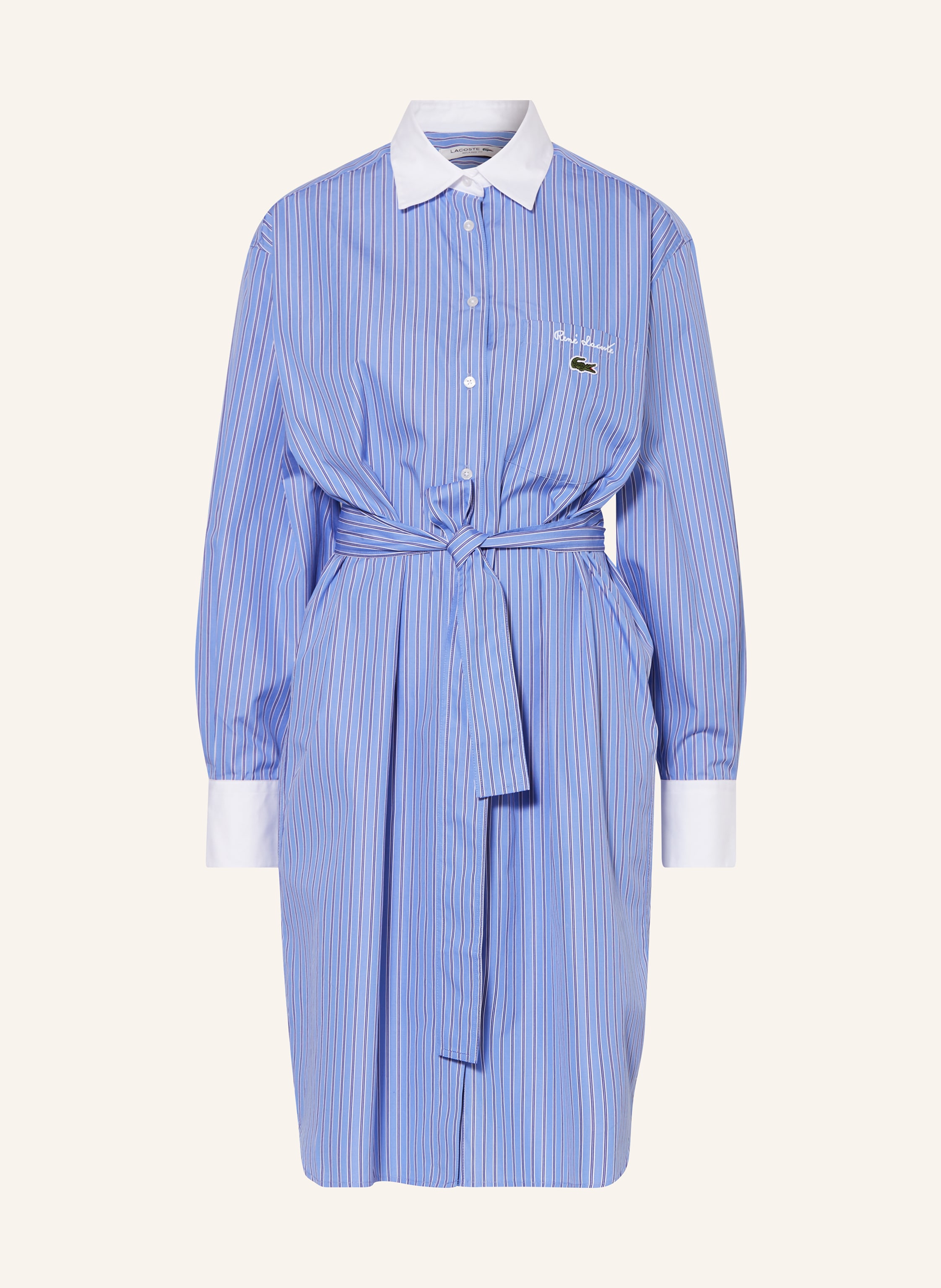 LACOSTE Hemdblusenkleid in blau/ weiss/ dunkelblau