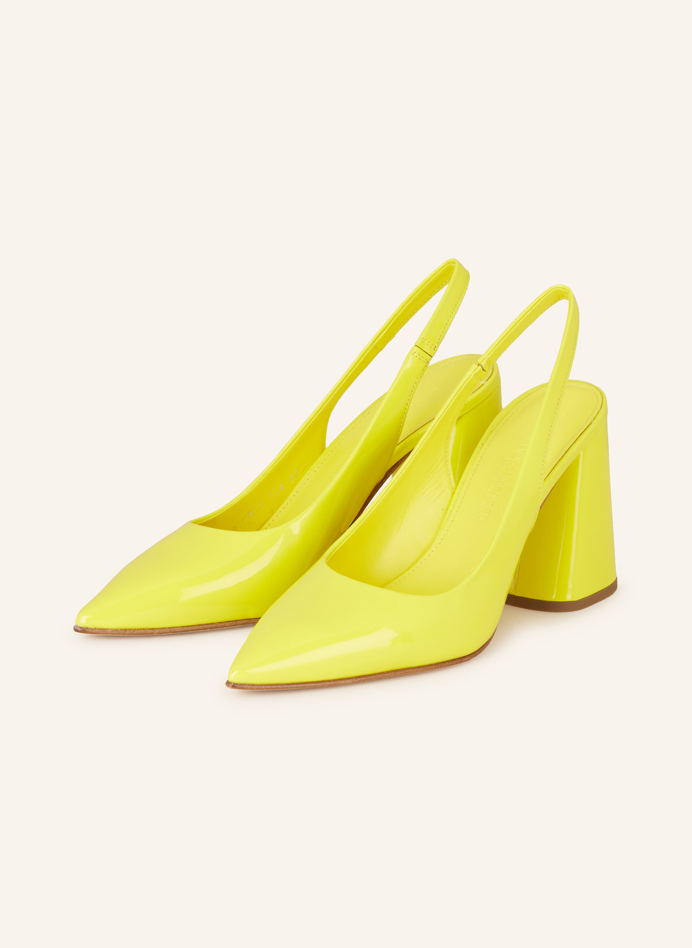 Yellow stamped leather kitten heel slingback made in italy