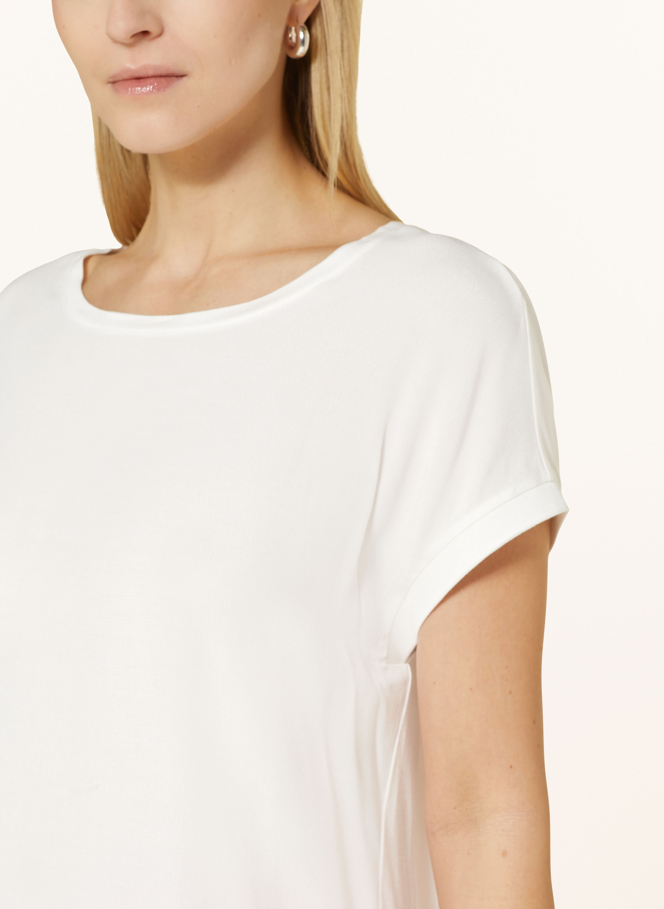 Thumbnail - Oui Blusenshirt Im Materialmix weiss