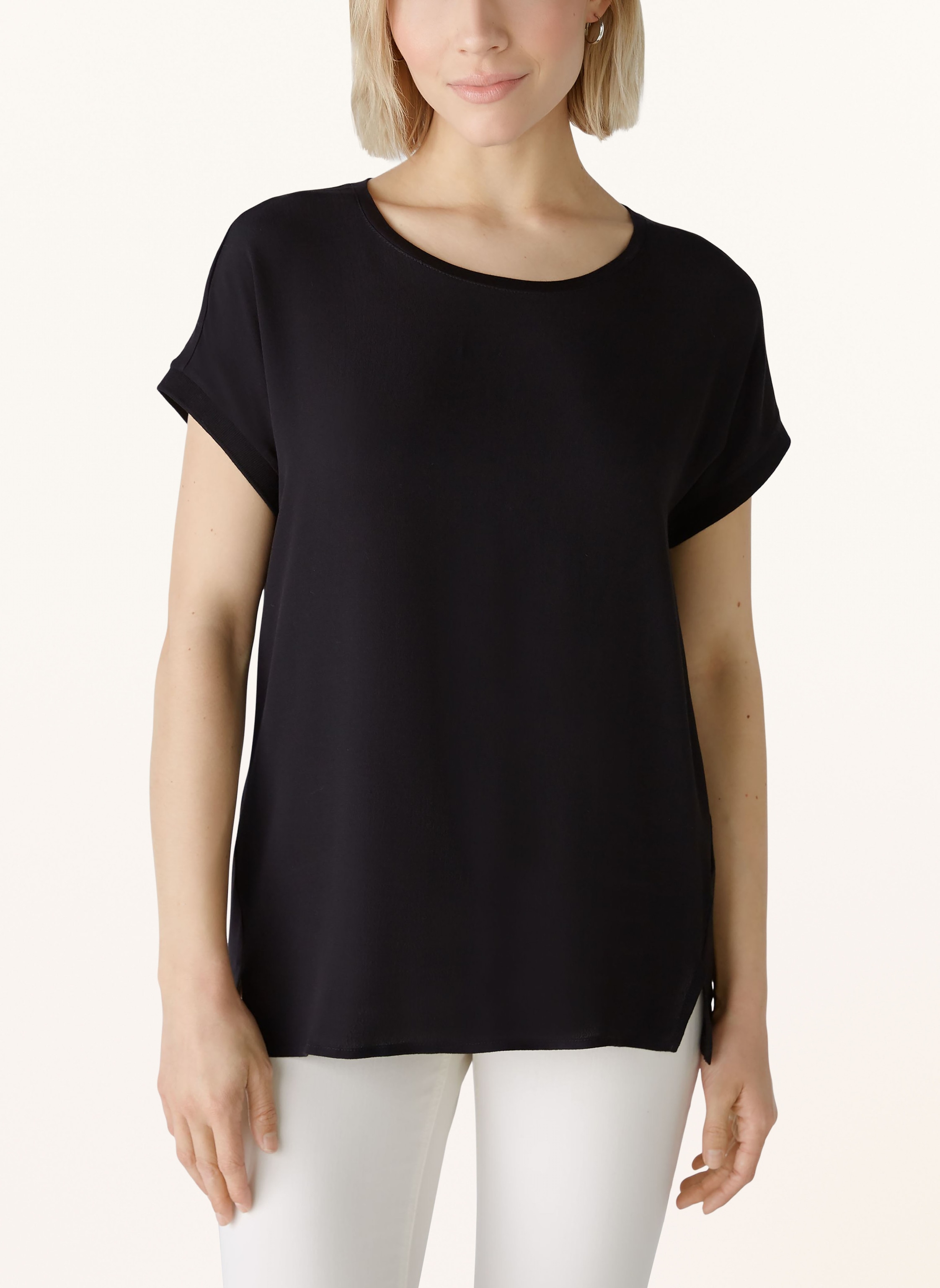 Thumbnail - Oui Blusenshirt Im Materialmix schwarz