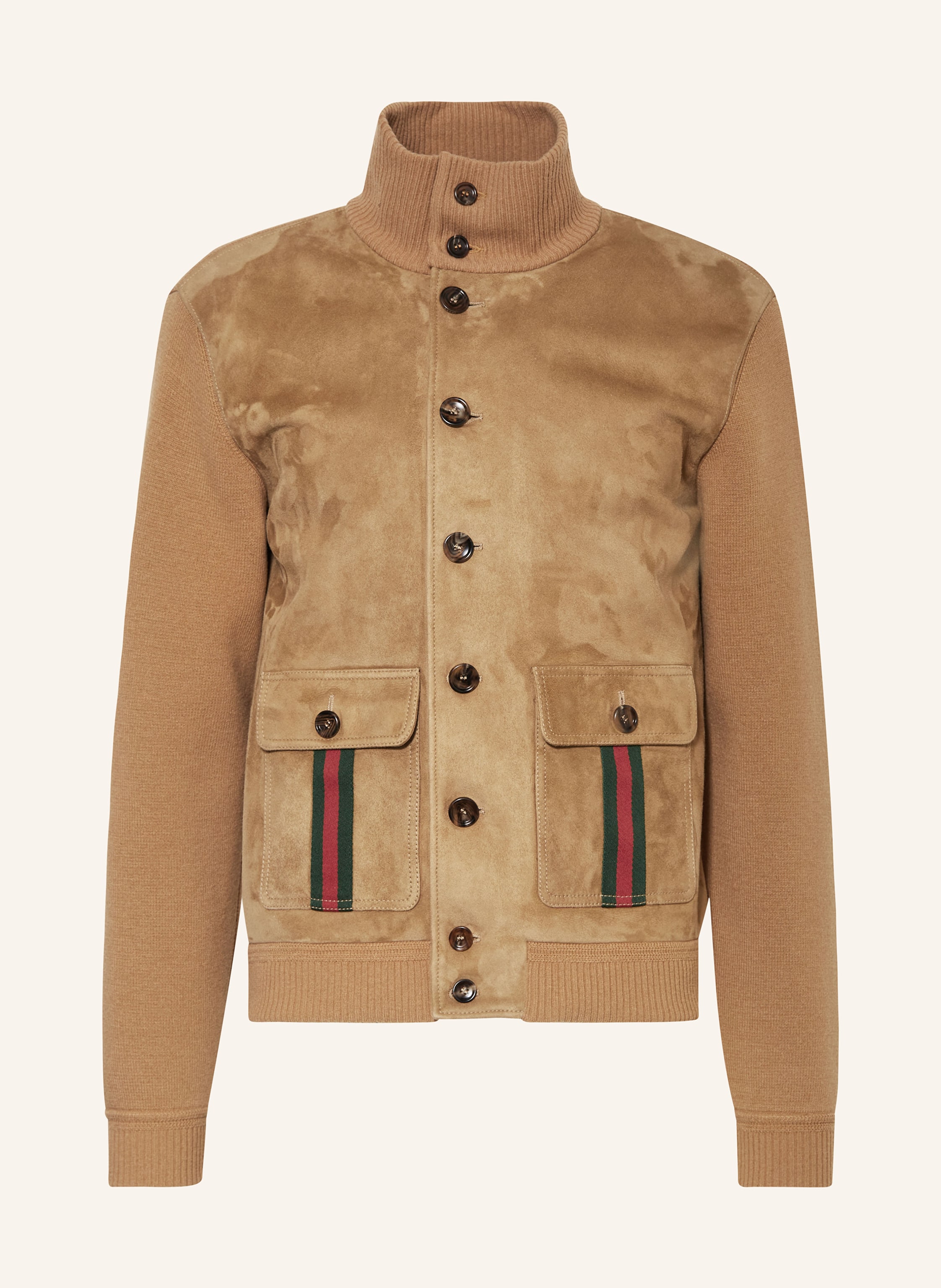 GUCCI Leather jacket in mixed materials in 2184 camel