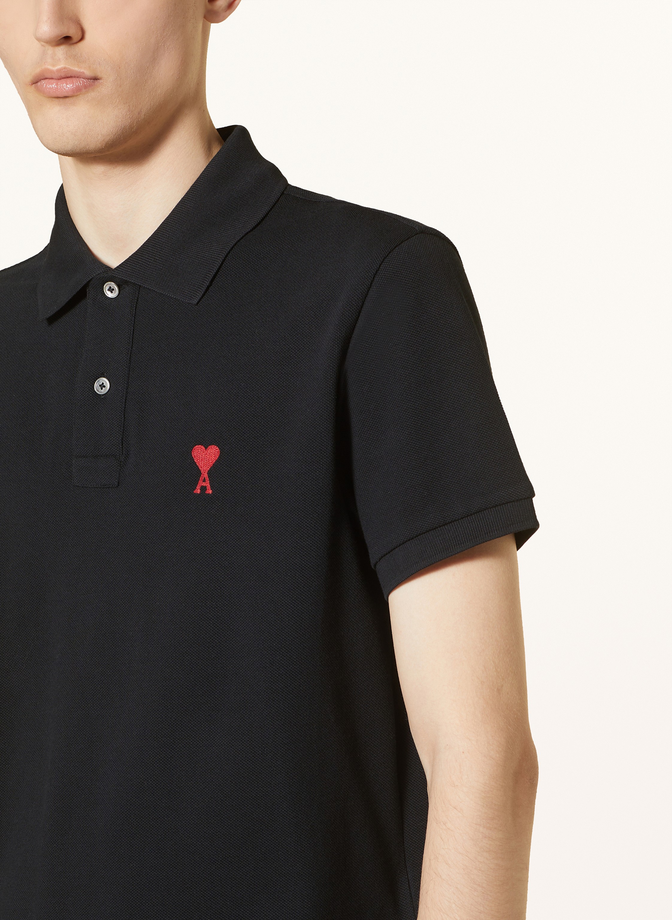 Thumbnail - Ami Paris Piqué-Poloshirt schwarz