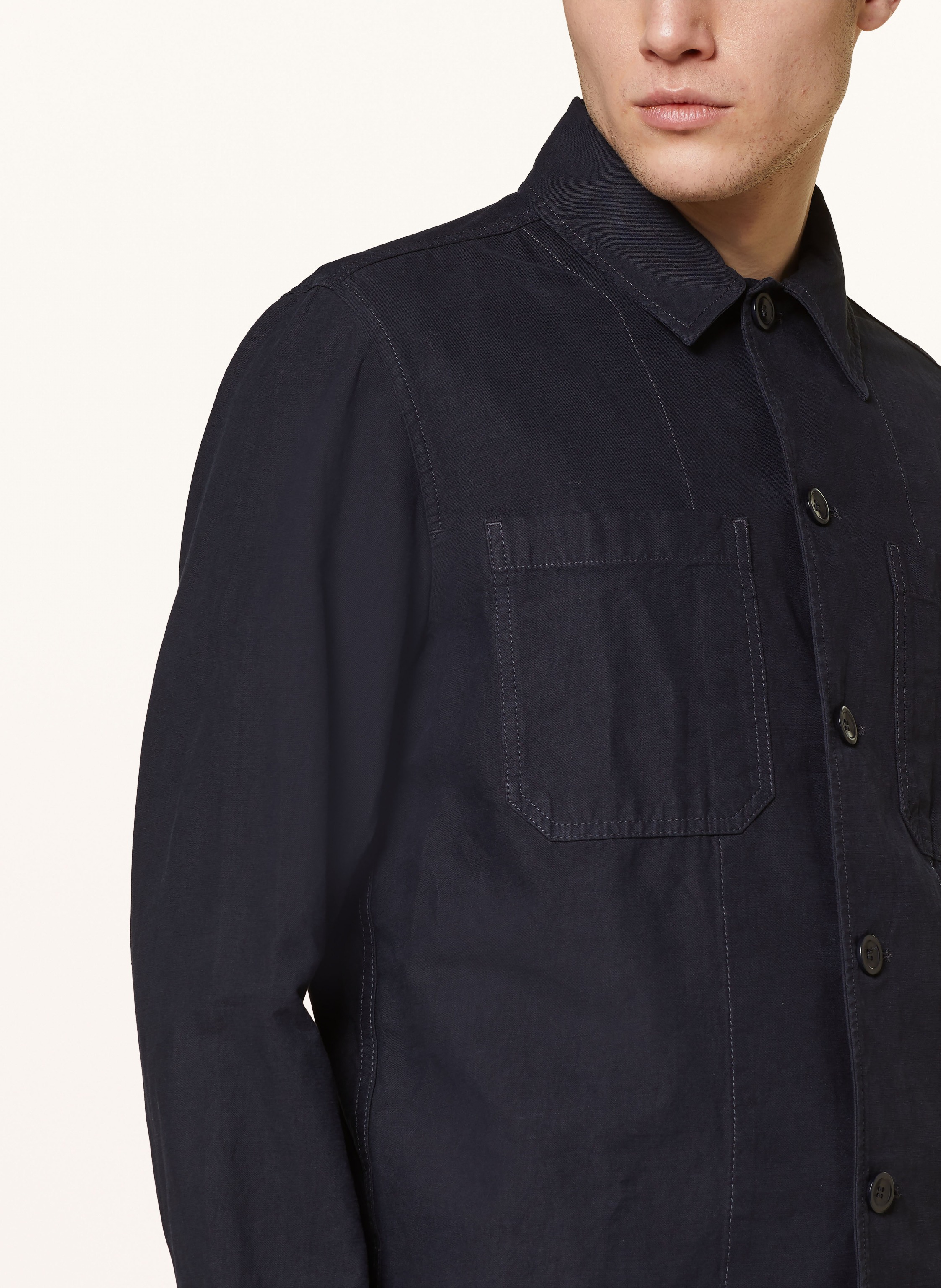 Thumbnail - Norse Projects Overjacket Tyge Mit Leinen blau