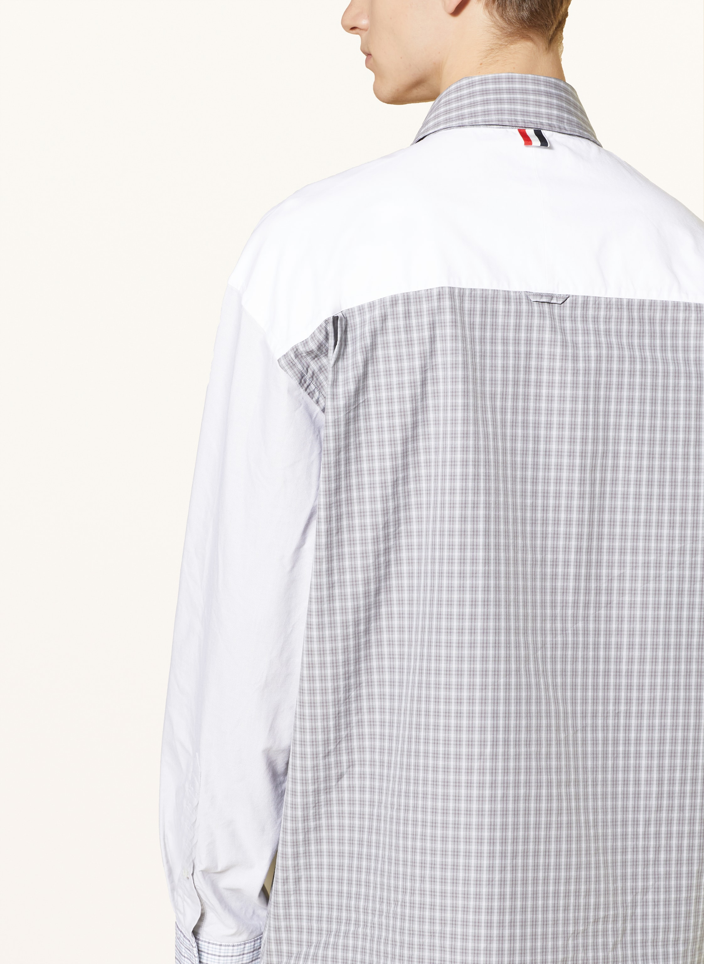Thumbnail - Thom Browne. Hemd Oversized Fit Im Materialmix weiss