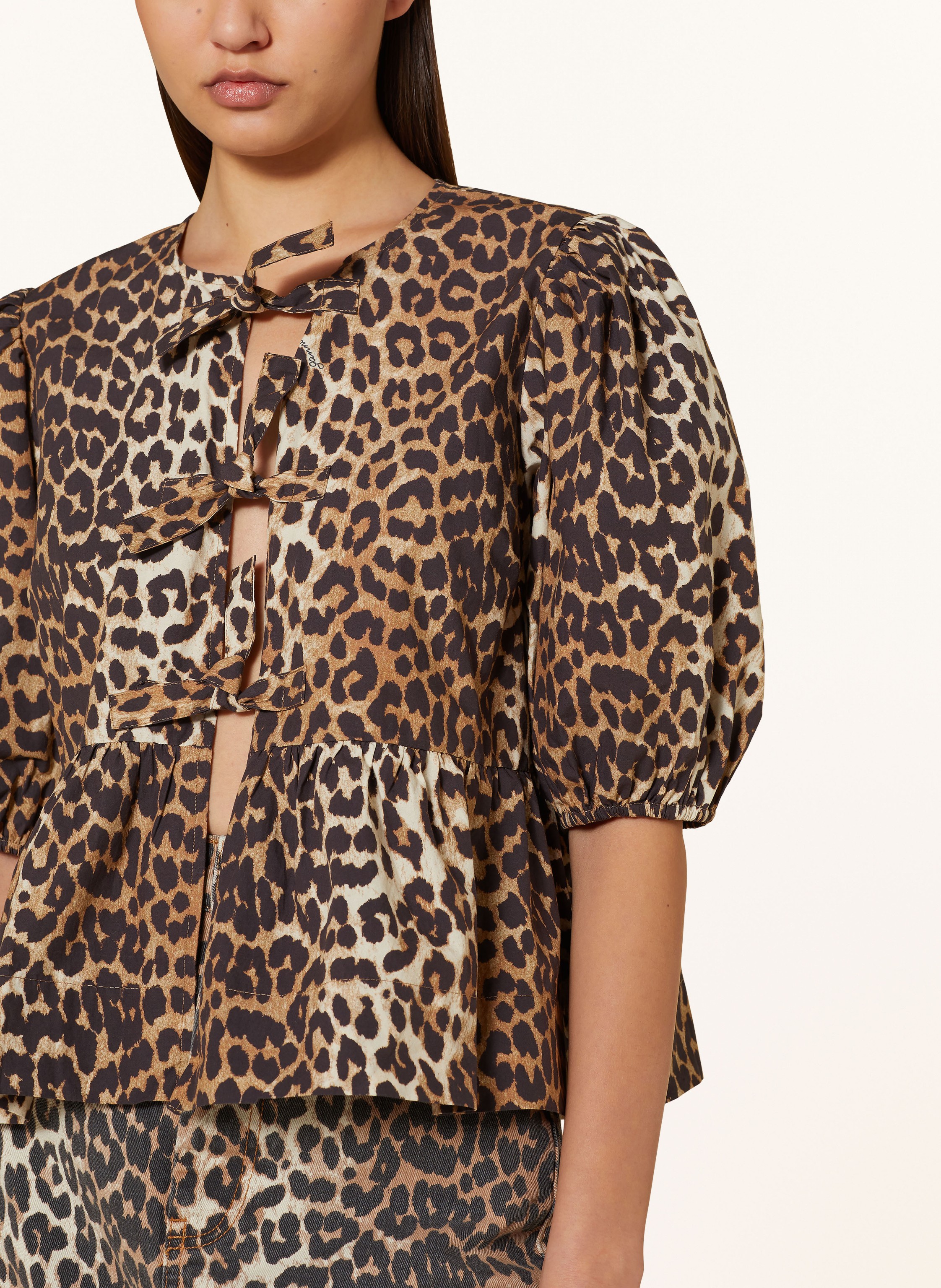 Thumbnail - Ganni Blusentop beige