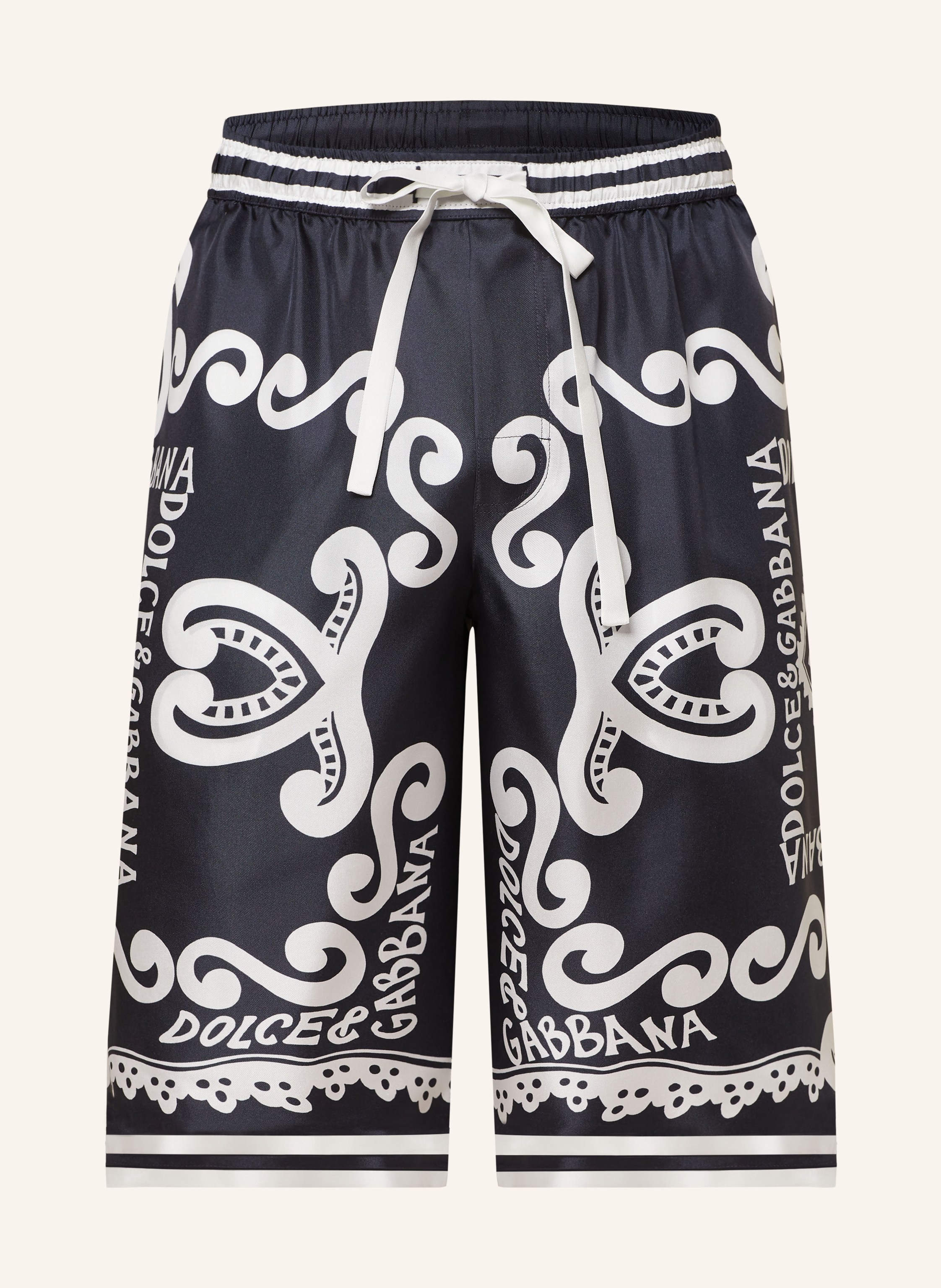 DOLCE GABBANA Silk shorts in dark blue white