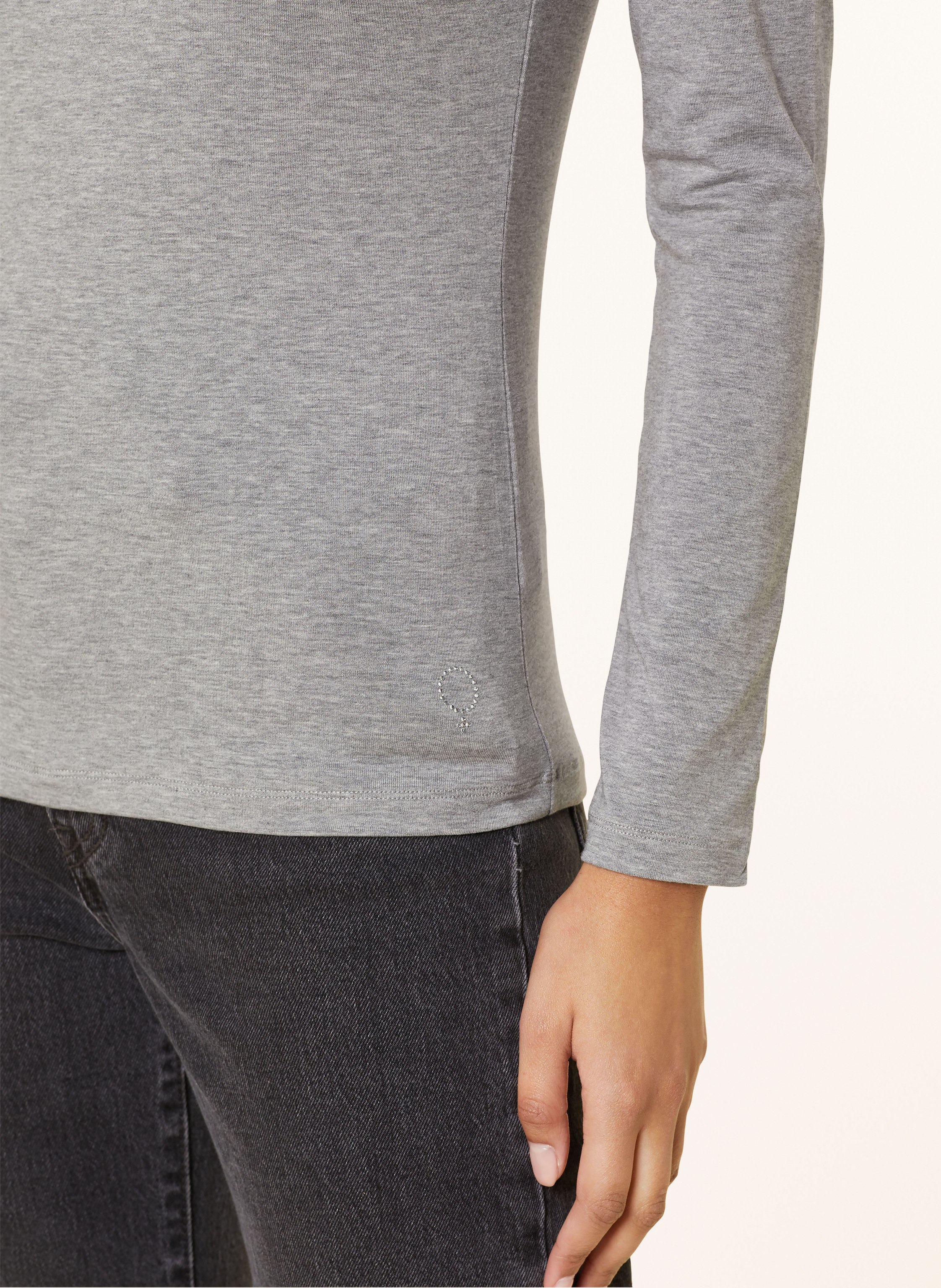 Thumbnail - Boviva Rollkragenshirt Mit Schmucksteinen grau