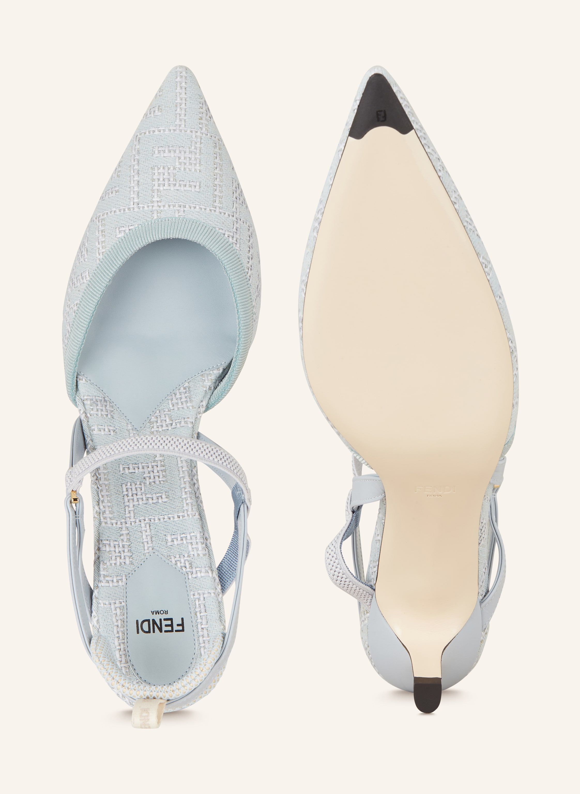 Fendi Slingpumps Colibri Light blau – Bild 2