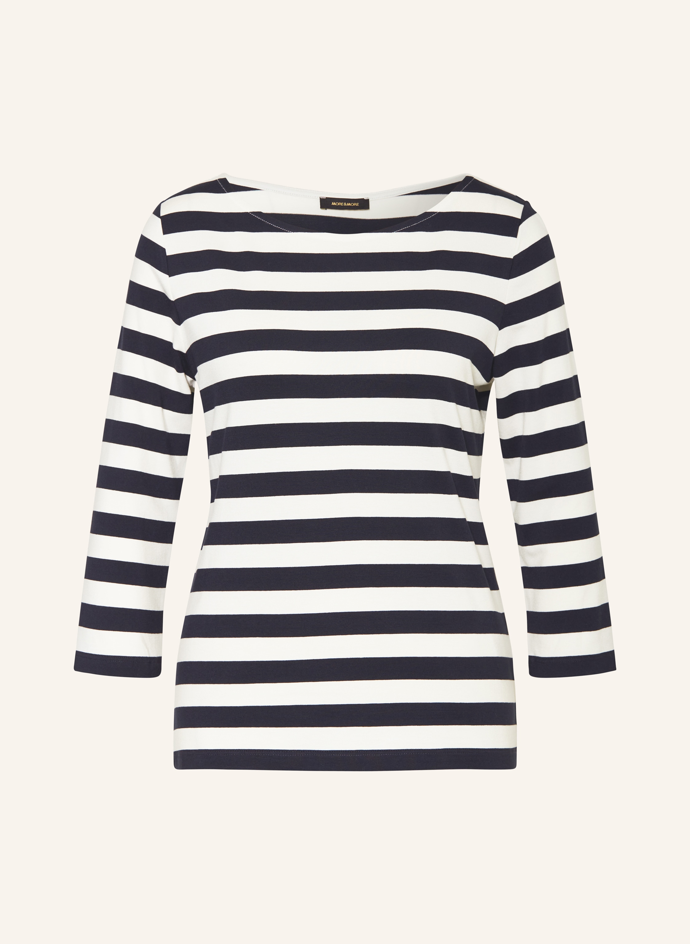 MORE & MORE Shirt mit 3/4-Arm in creme/ dunkelblau 