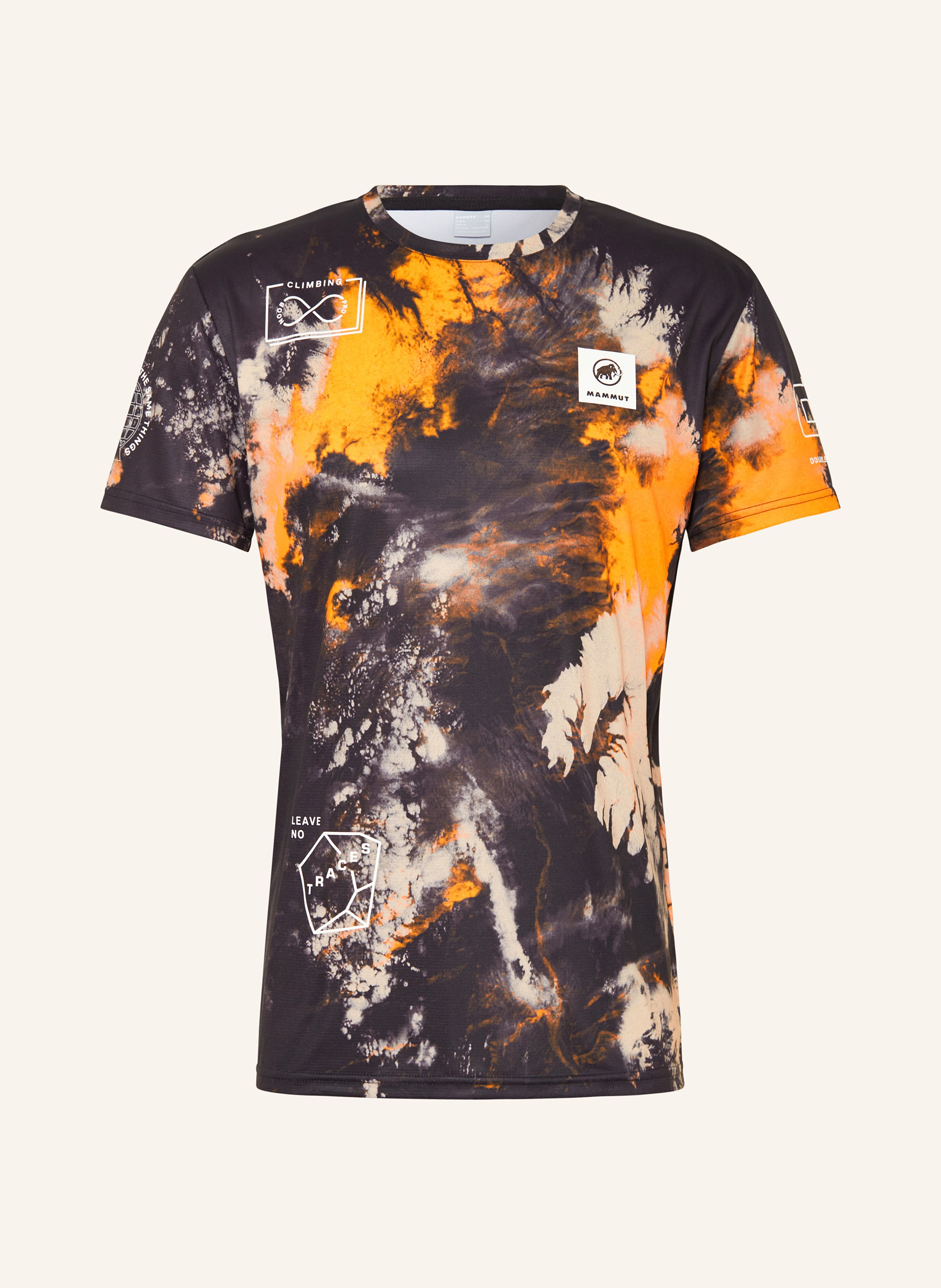 MAMMUT T-Shirt MASSONE SPORT in schwarz/ orange/ beige