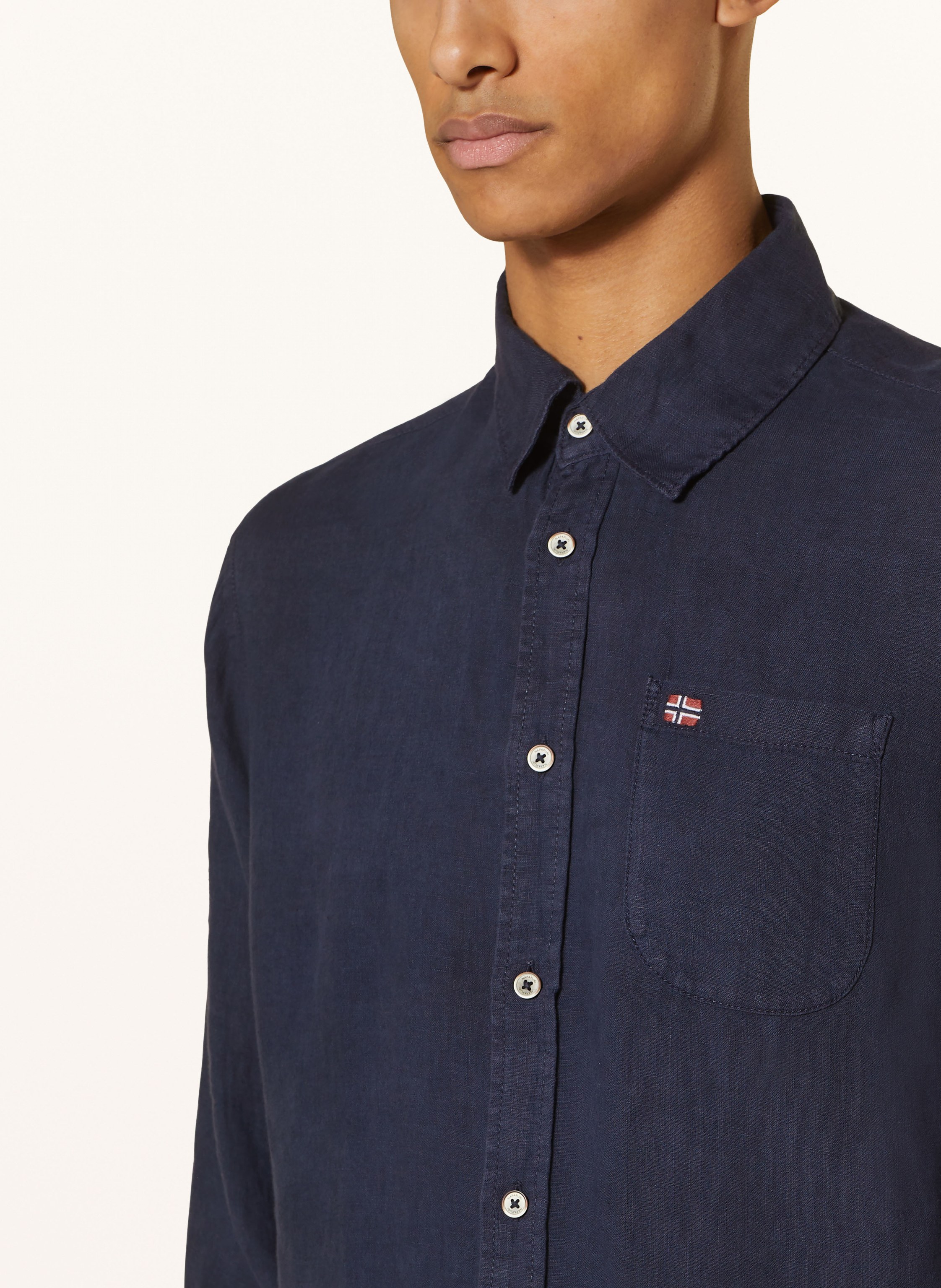 Thumbnail - Napapijri Leinenhemd G-Linen Ls Regular Fit blau