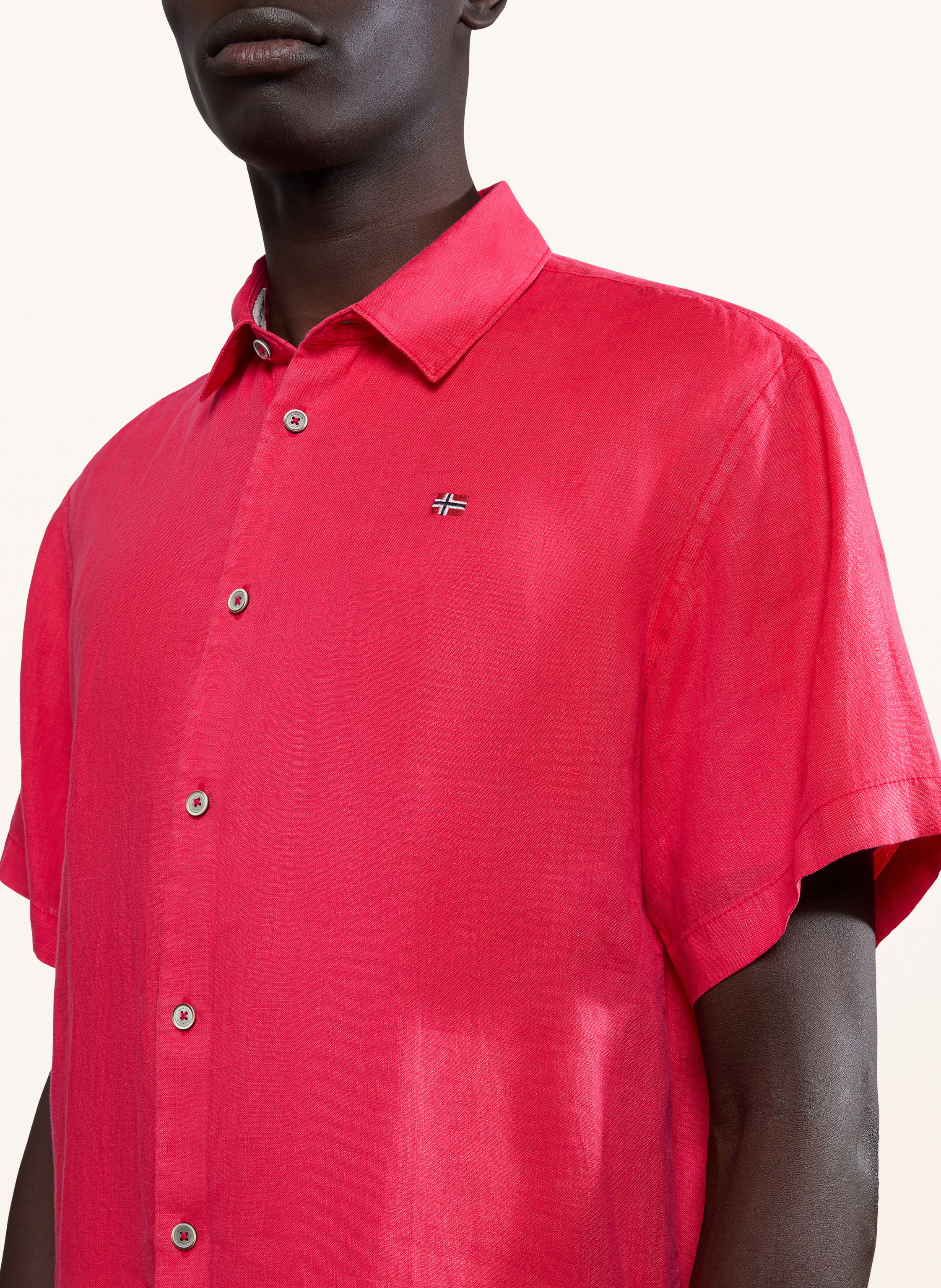 Thumbnail - Napapijri Kurzarm-Hemd G-Linen Regular Fit pink