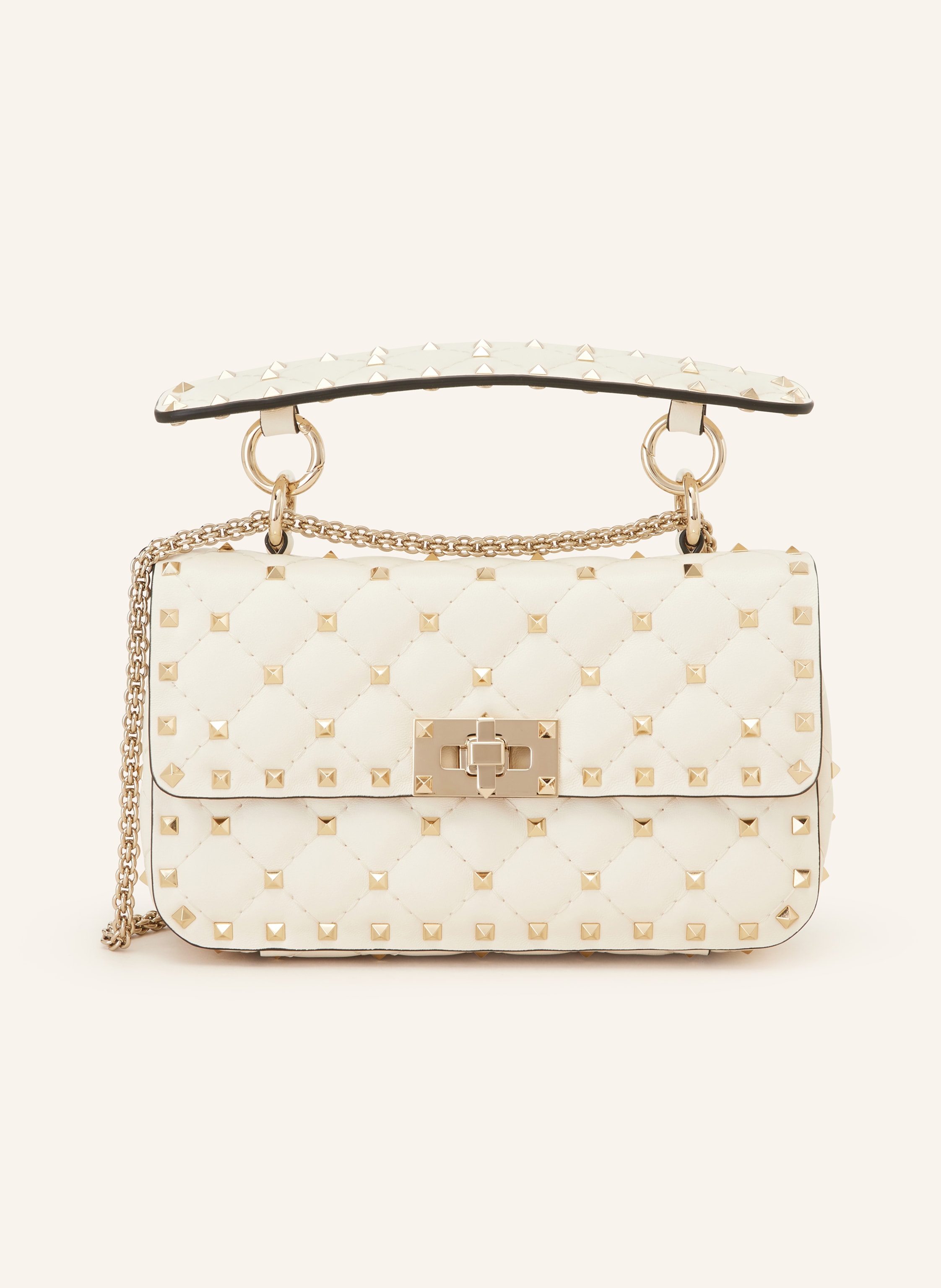 VALENTINO GARAVANI Umhangetasche ROCKSTUD SPIKE mit Nieten in ecru