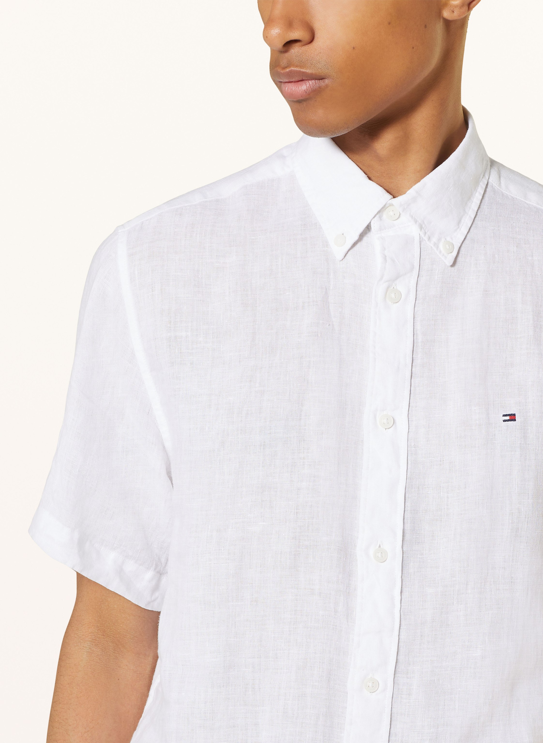 Thumbnail - Tommy Hilfiger Kurzarm-Hemd Regular Fit Aus Leinen weiss