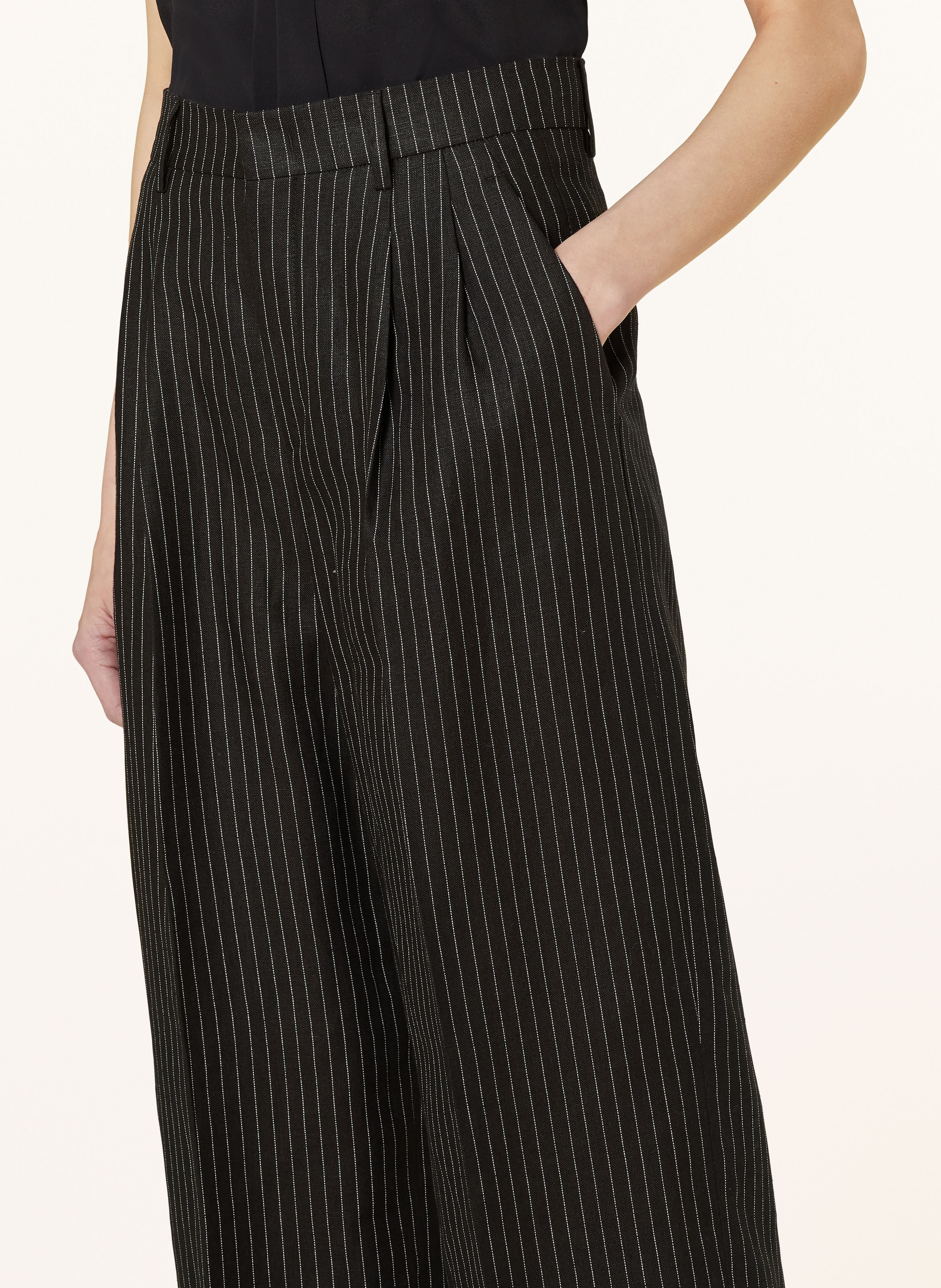 Thumbnail - Rossi Marlenehose Noa Aus Leinen schwarz