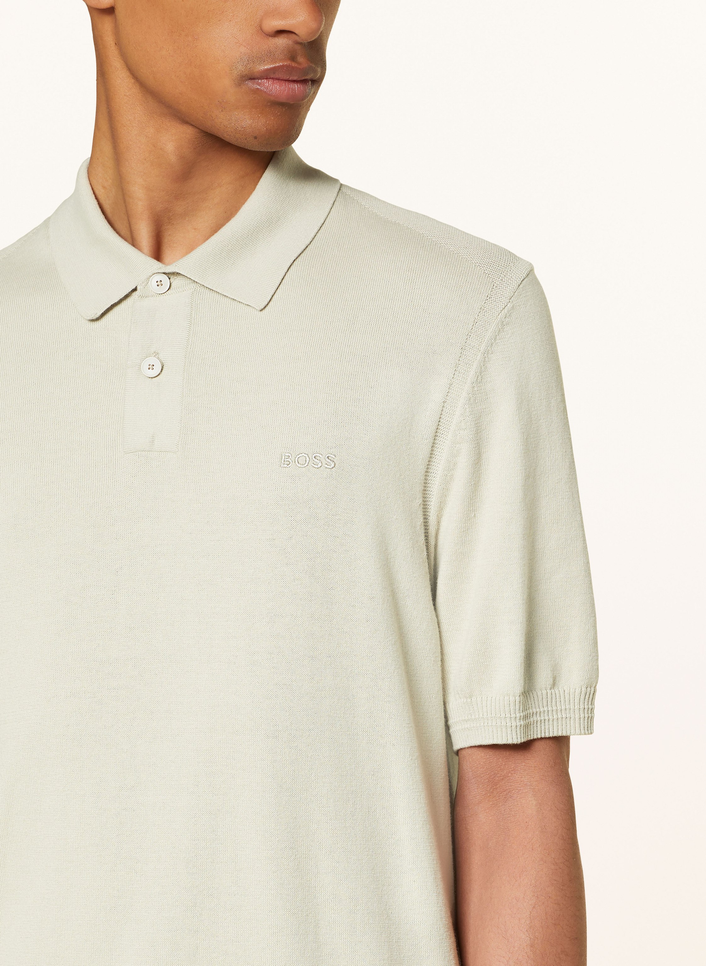 Thumbnail - Boss Strick-Poloshirt Asac beige