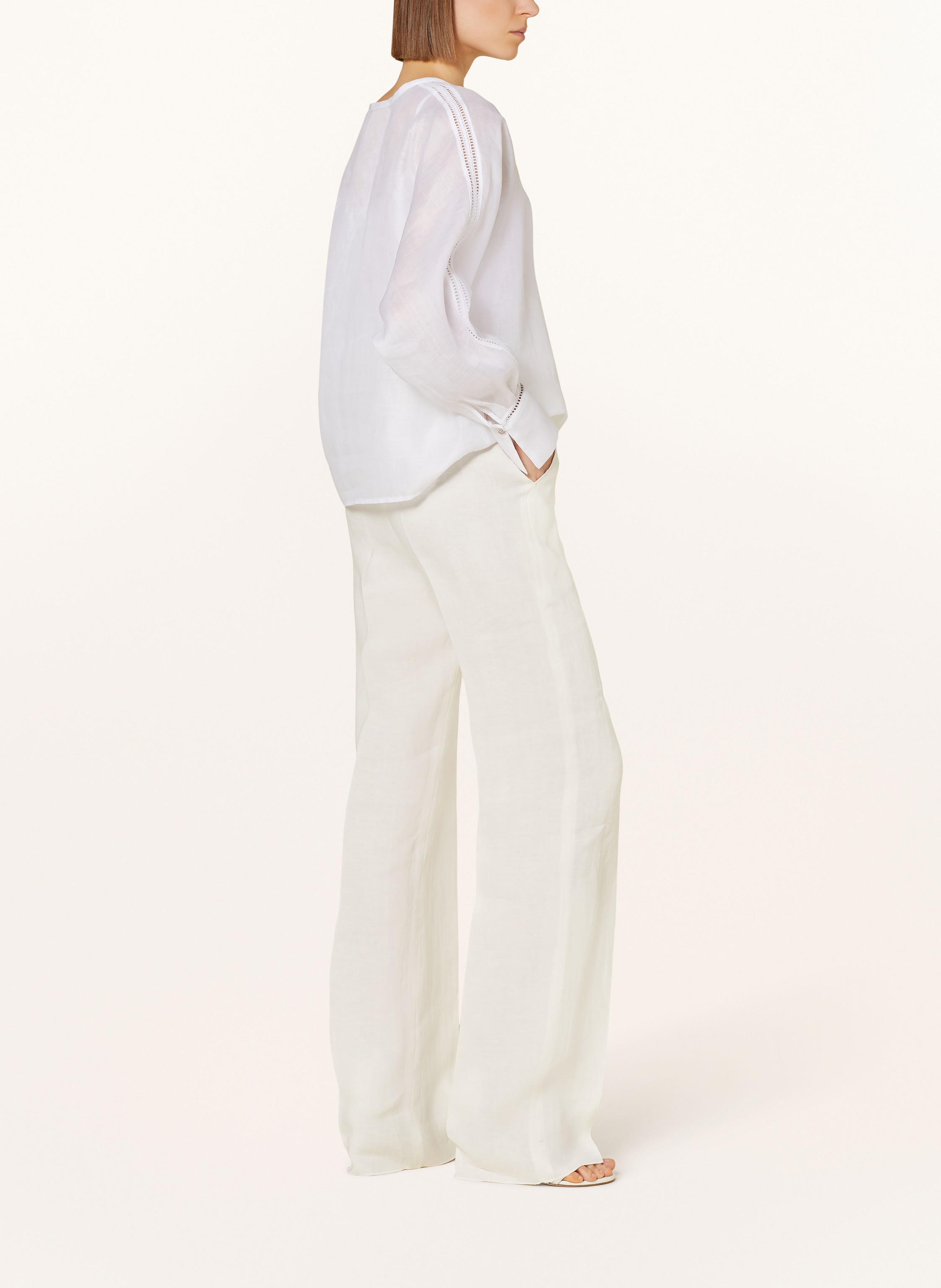 Thumbnail - Max Mara Studio Marlenehose Alcano Aus Leinen weiss