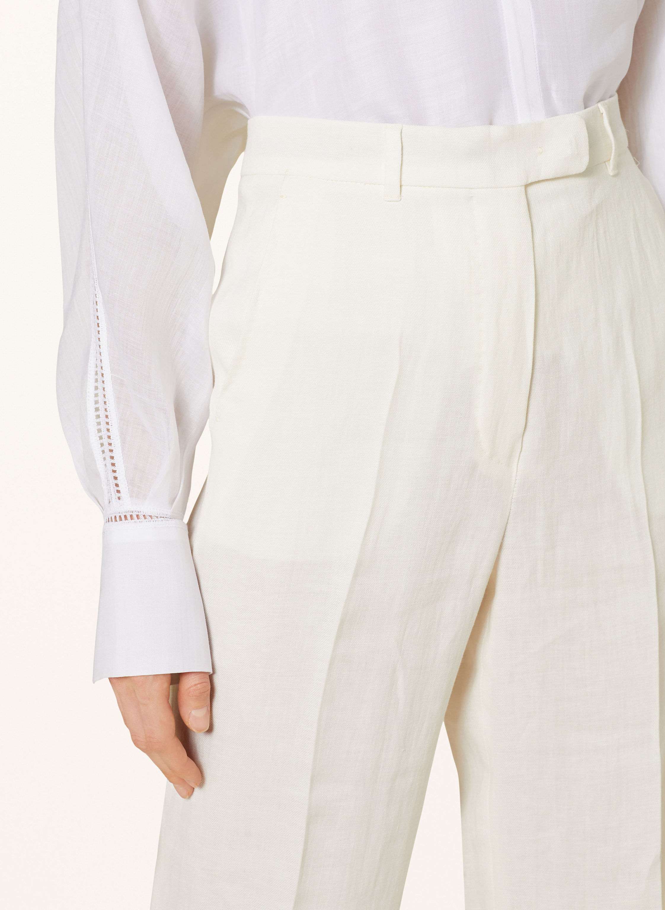 Thumbnail - Max Mara Studio Marlenehose Alcano Aus Leinen weiss