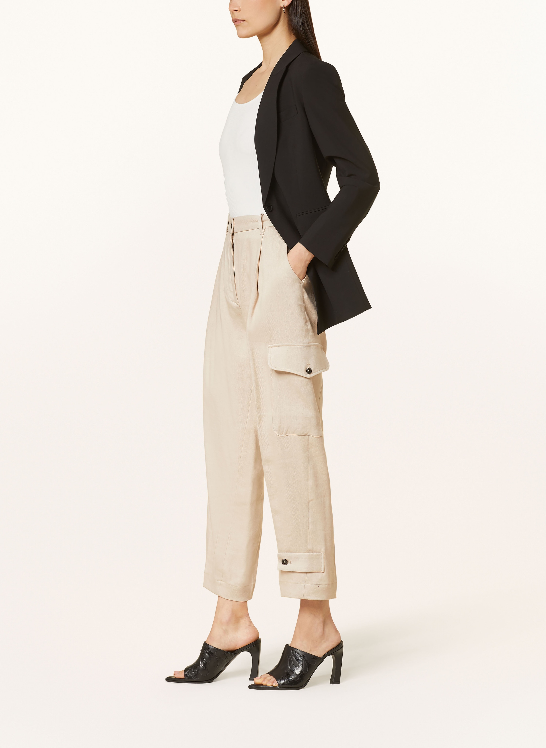 Thumbnail - Nine:Inthe:Morning Cargohose Sophie Mit Leinen beige