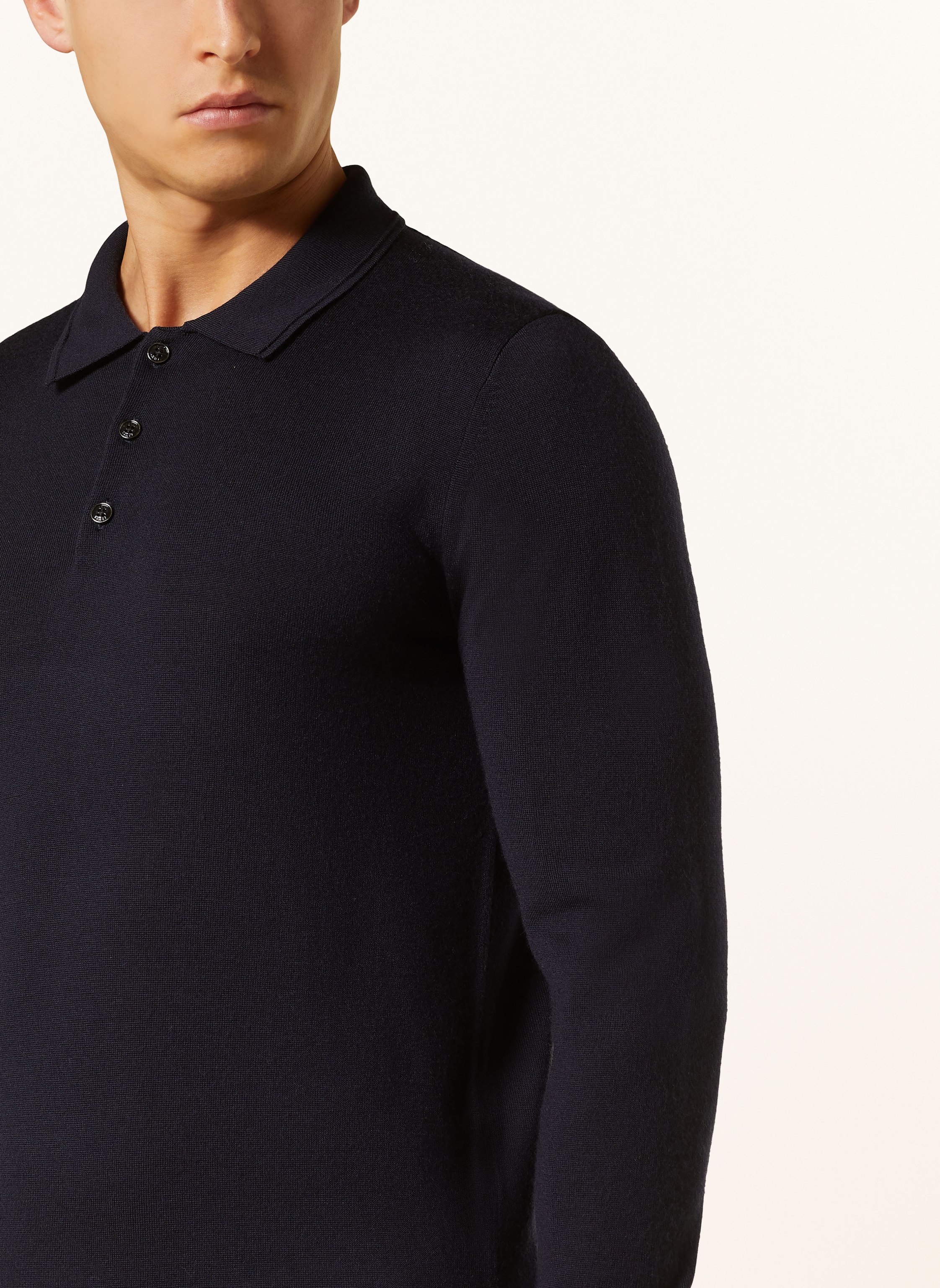 Thumbnail - Reiss Strick-Poloshirt Trafford Aus Merinowolle blau
